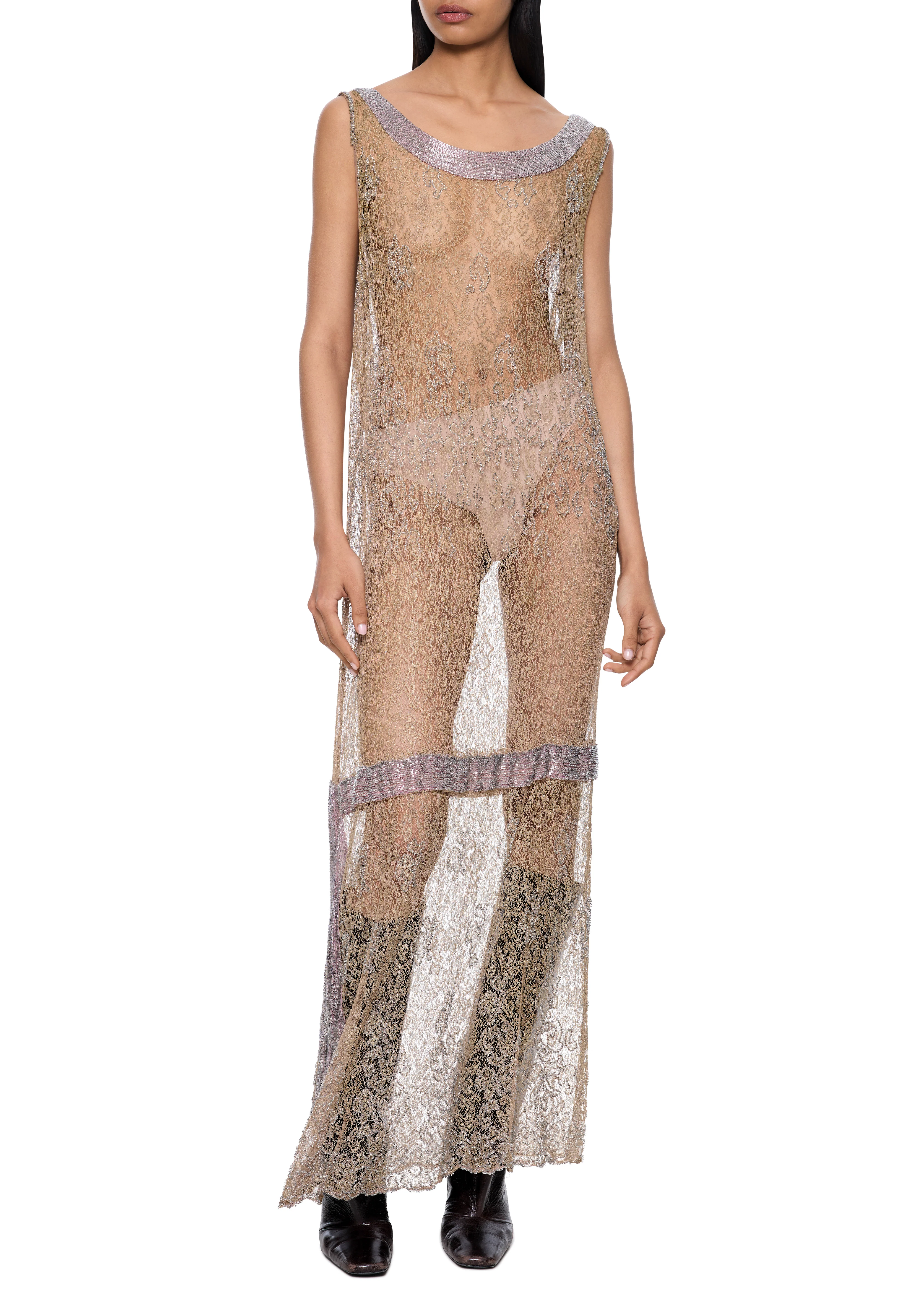 1920s Champagne Flapper Dress