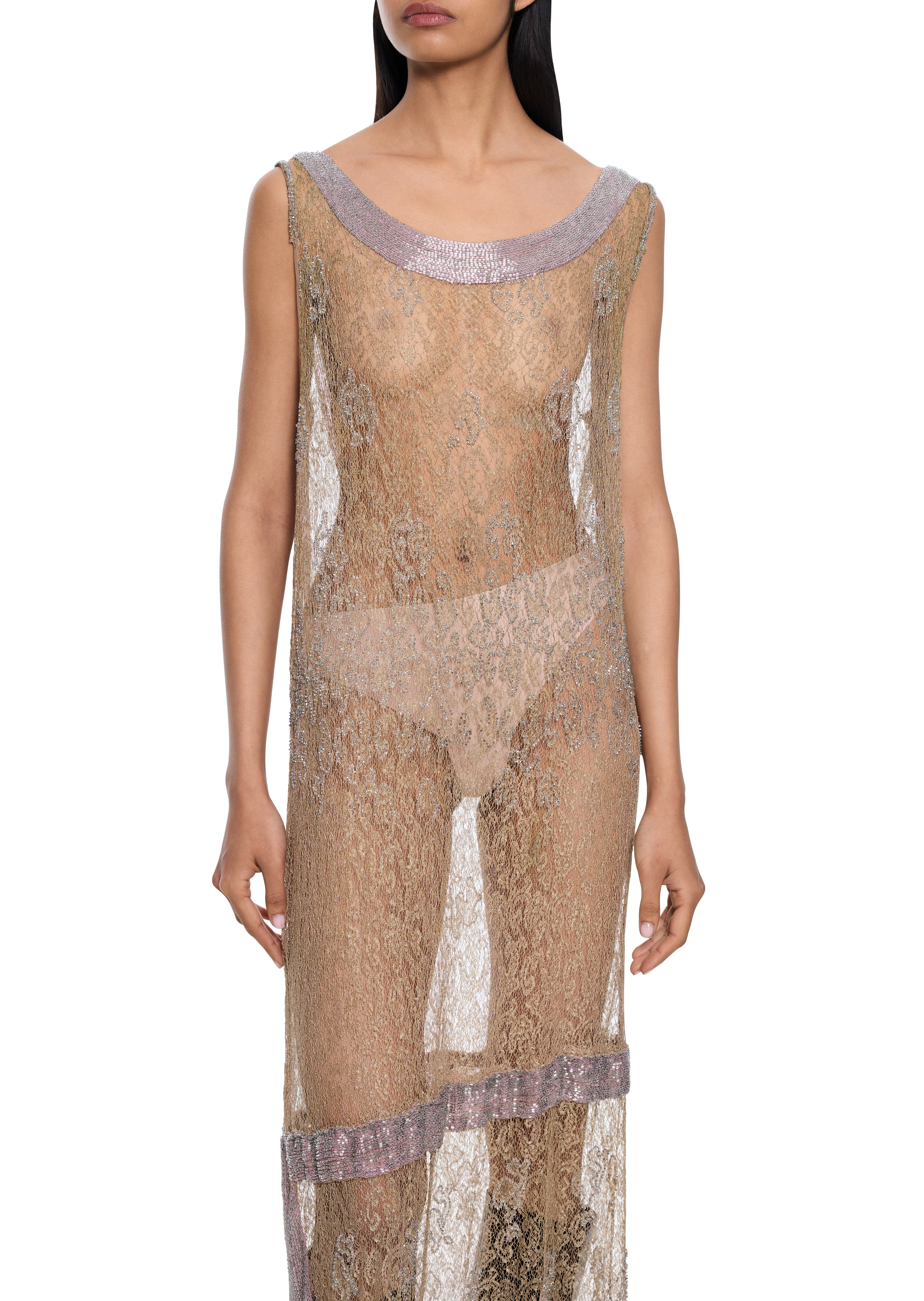 1920s Champagne Flapper Dress - Image 2