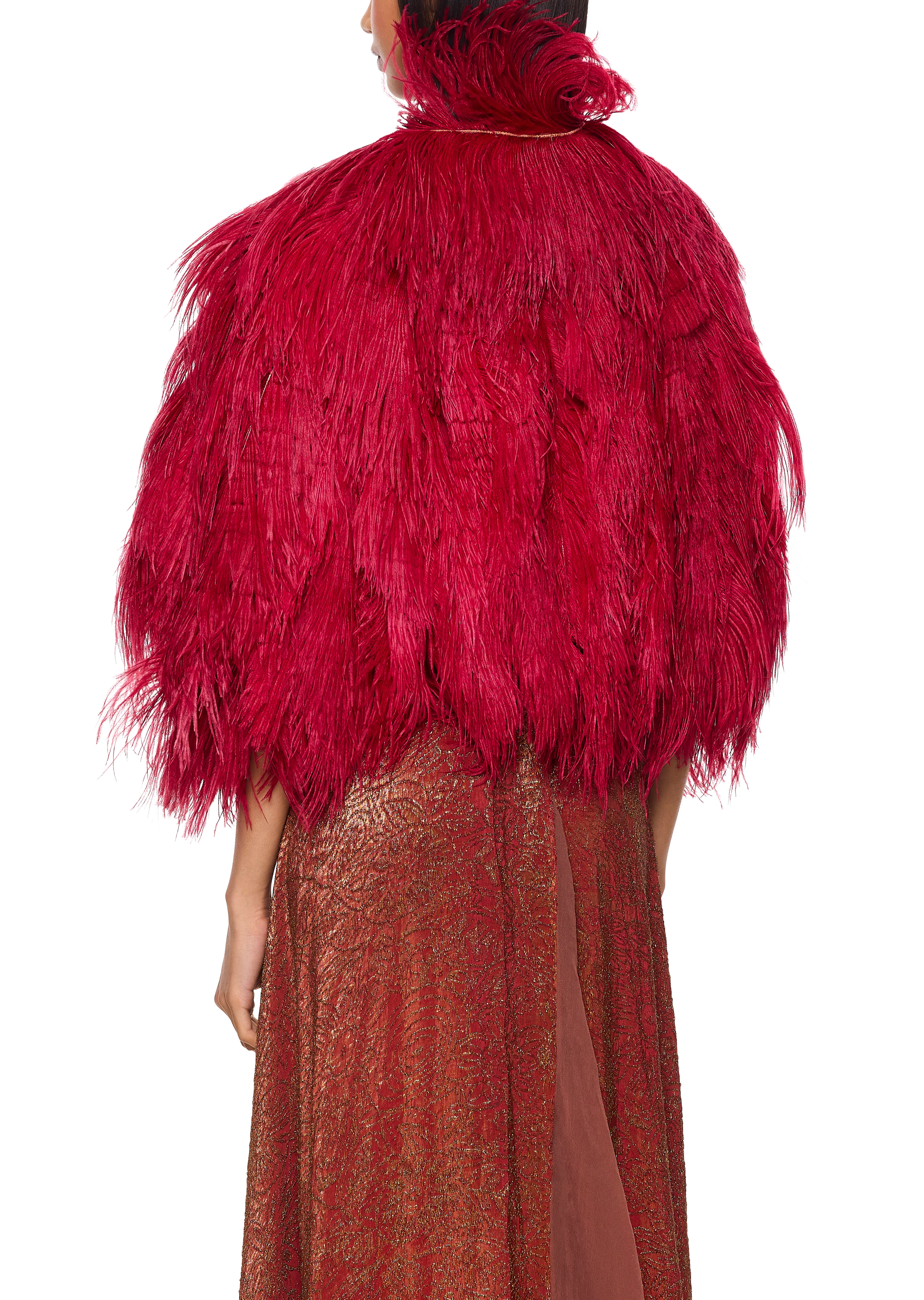 1920s Crimson Feather Cape - Image 3