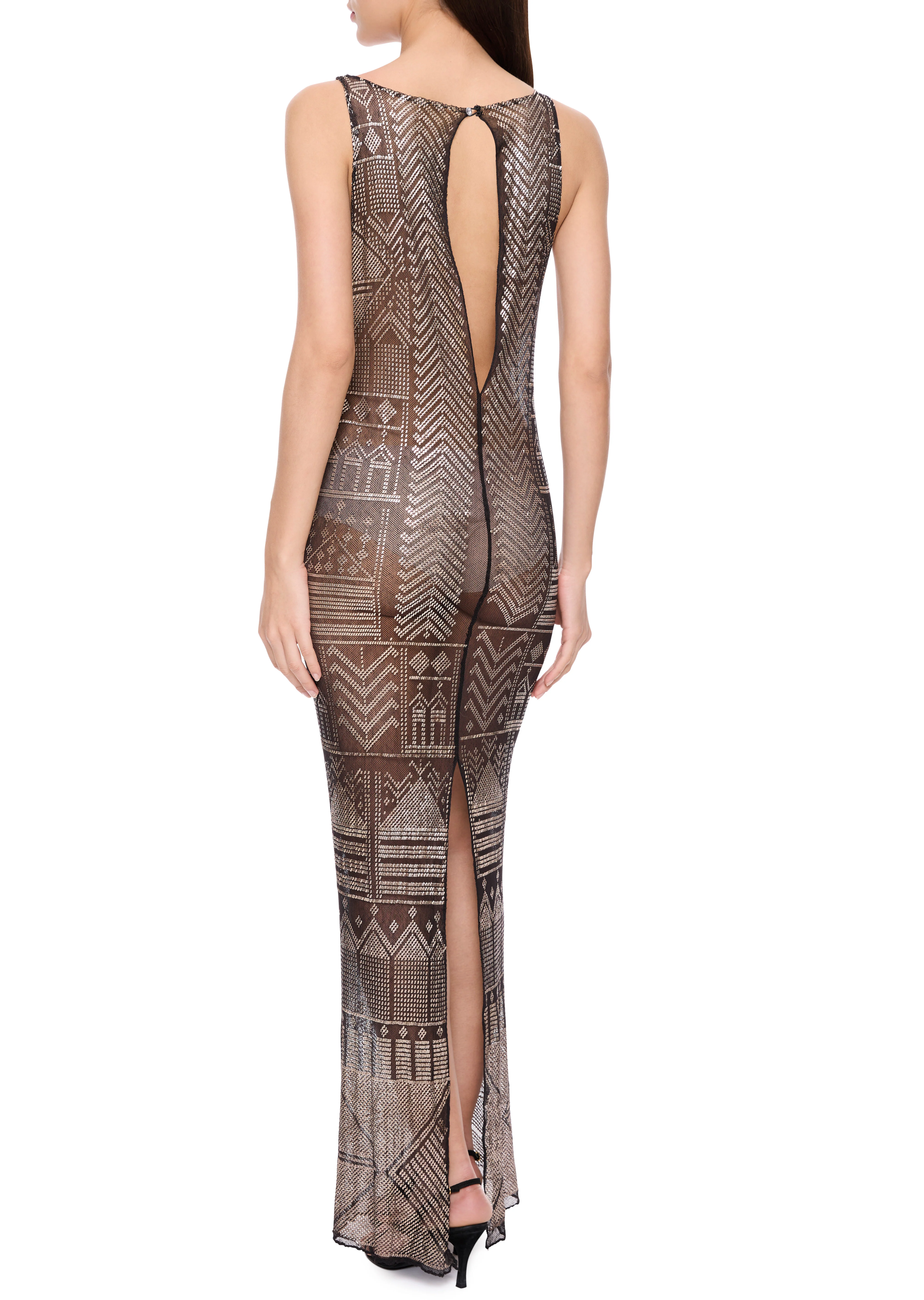 1920's Egyptian Gown with Feather Trimmed Cape - Image 8