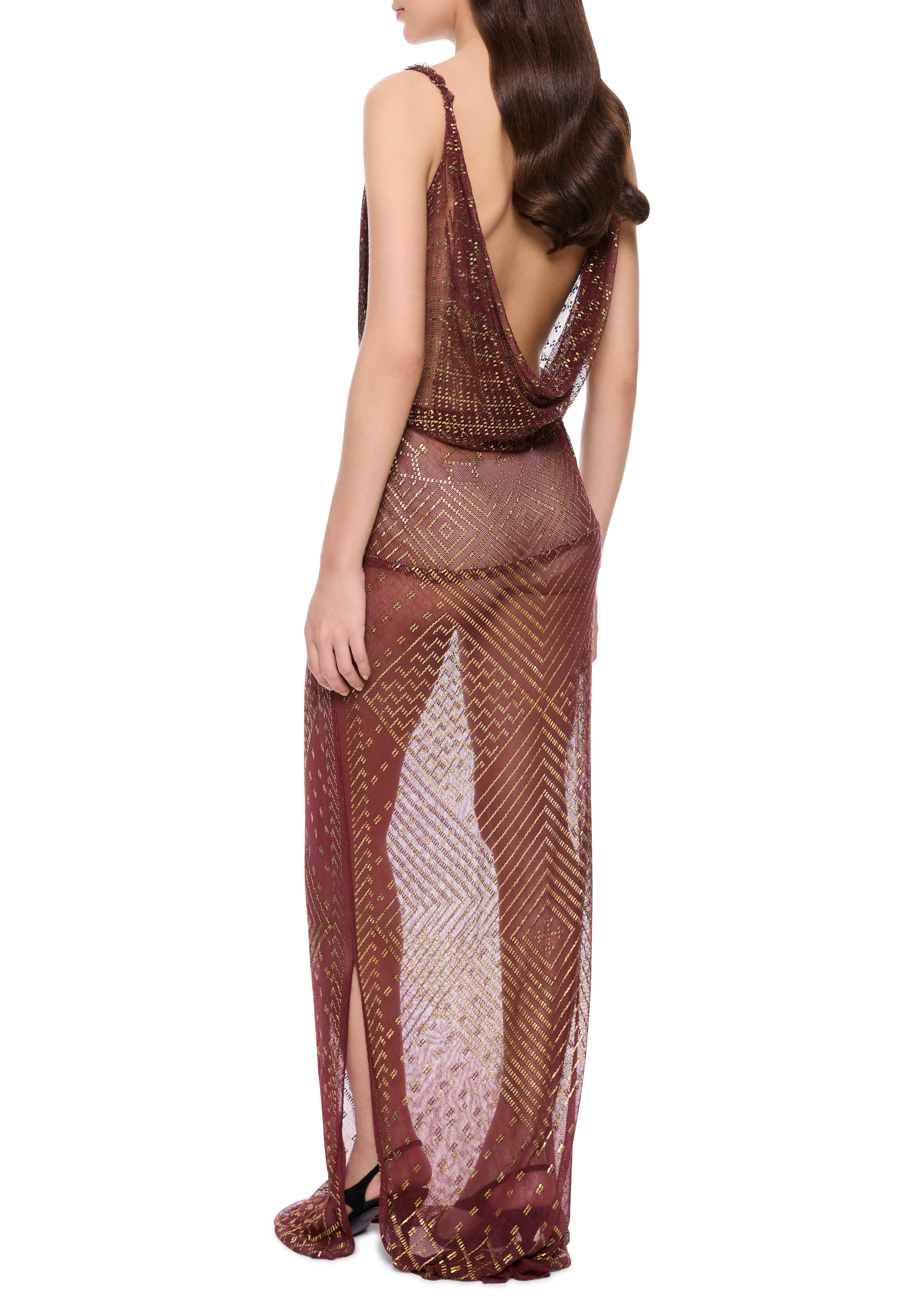 1920's Egyptian Red Gold Gown - Image 4