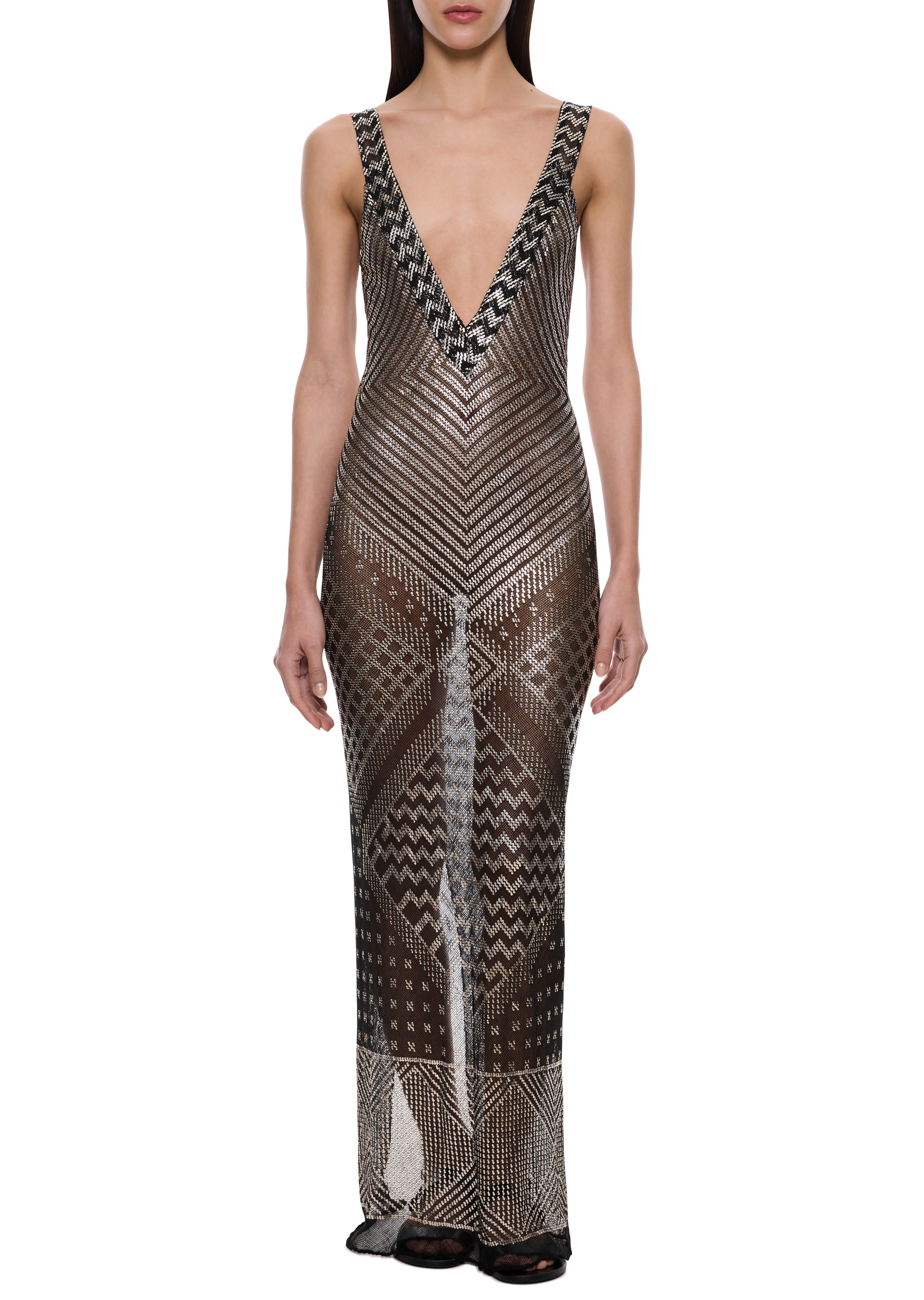 1920s Geometric Black Egyptian Gown