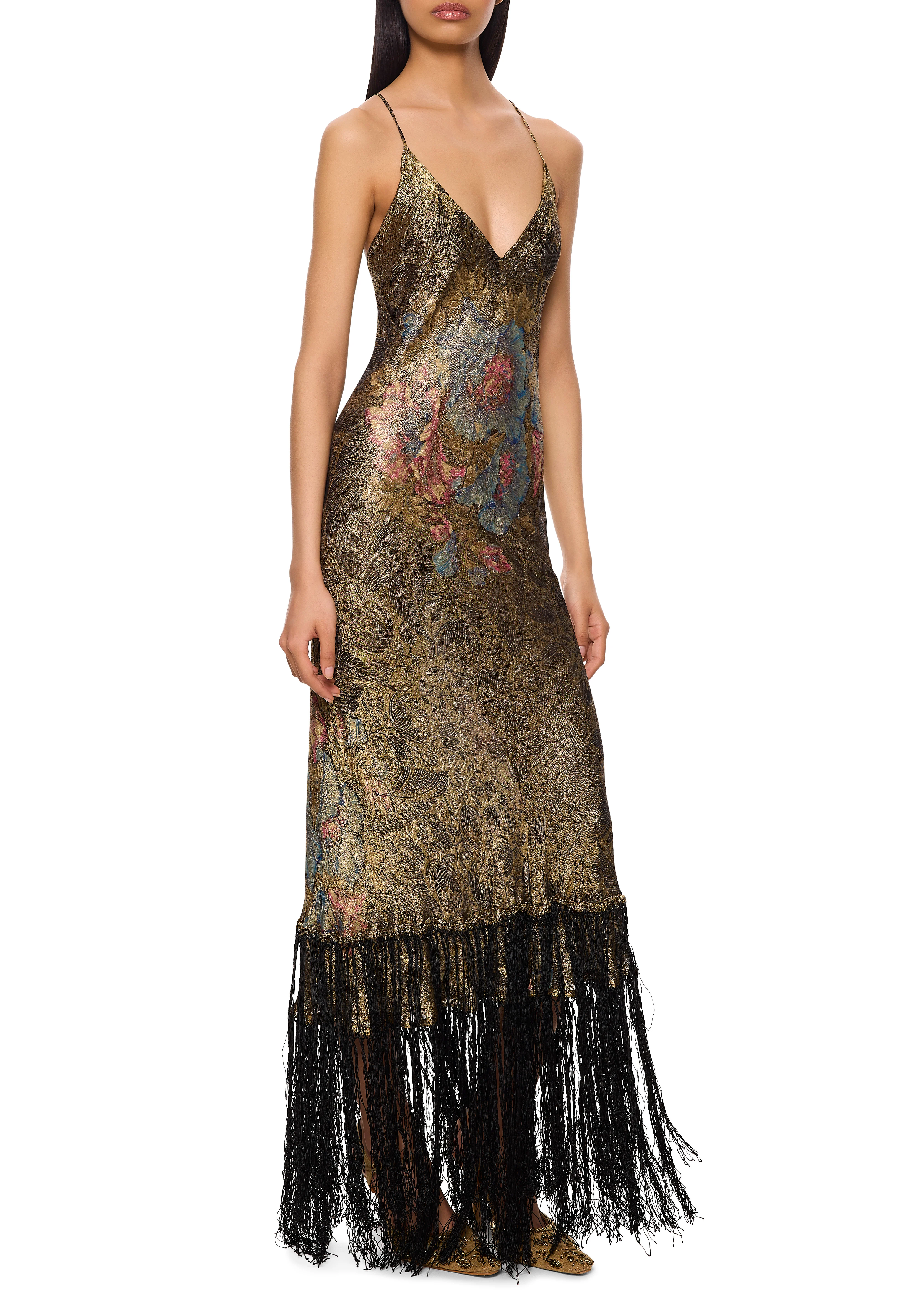 1920s Gold and Black Lamé Gown