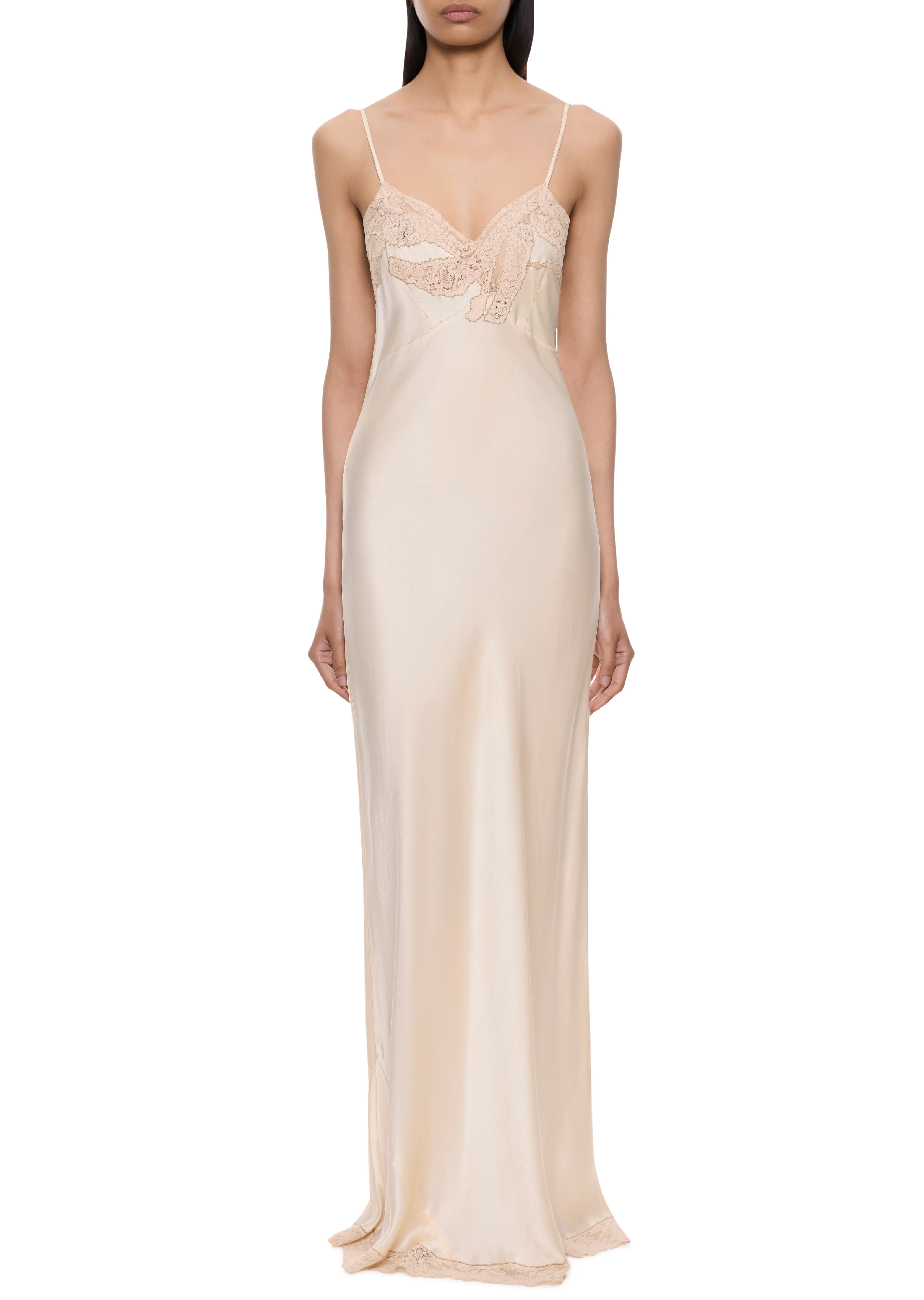 1920s Ivory Lace Silk Slip