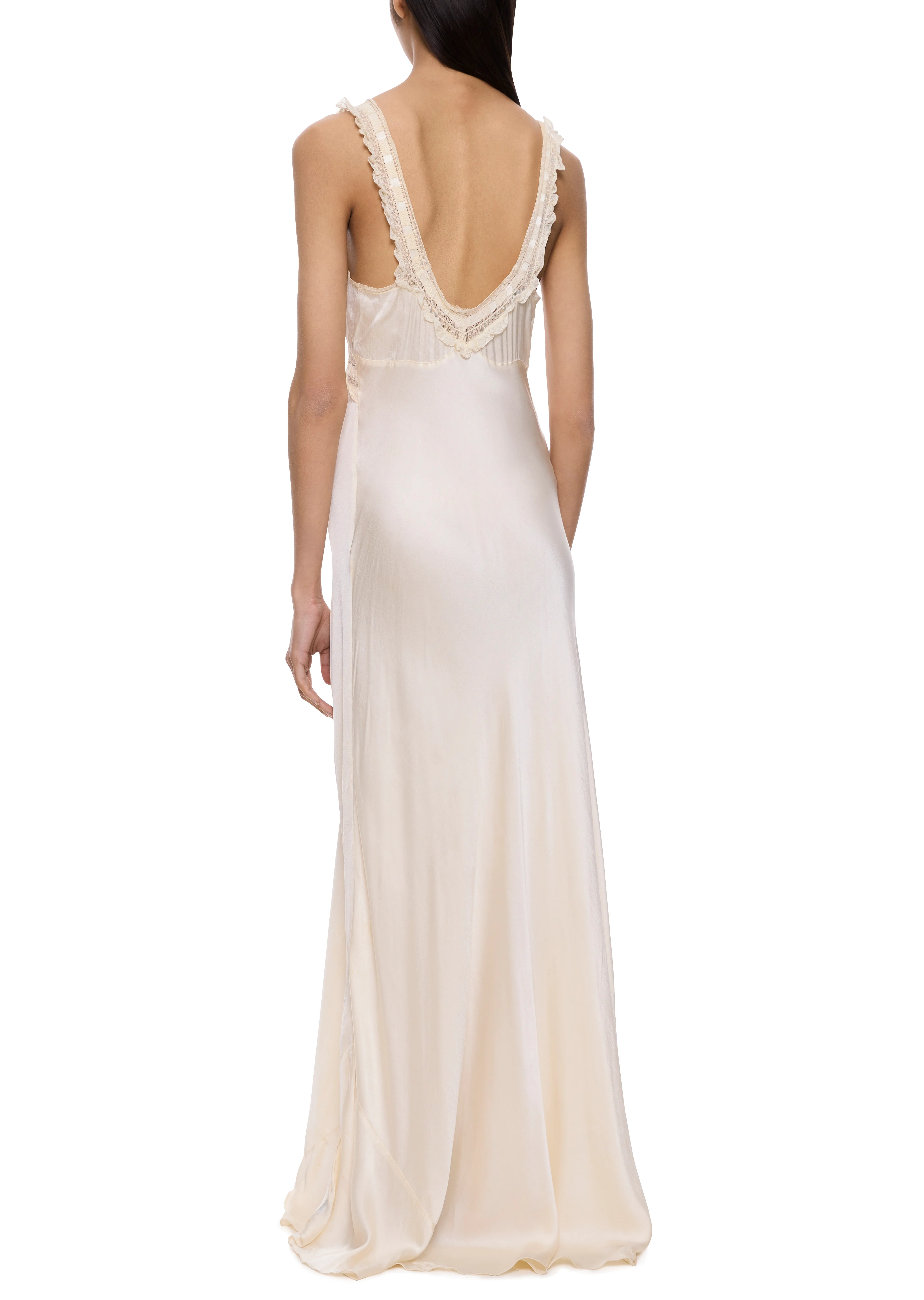 1920s Ivory Silk Ruffle Slip - Image 4