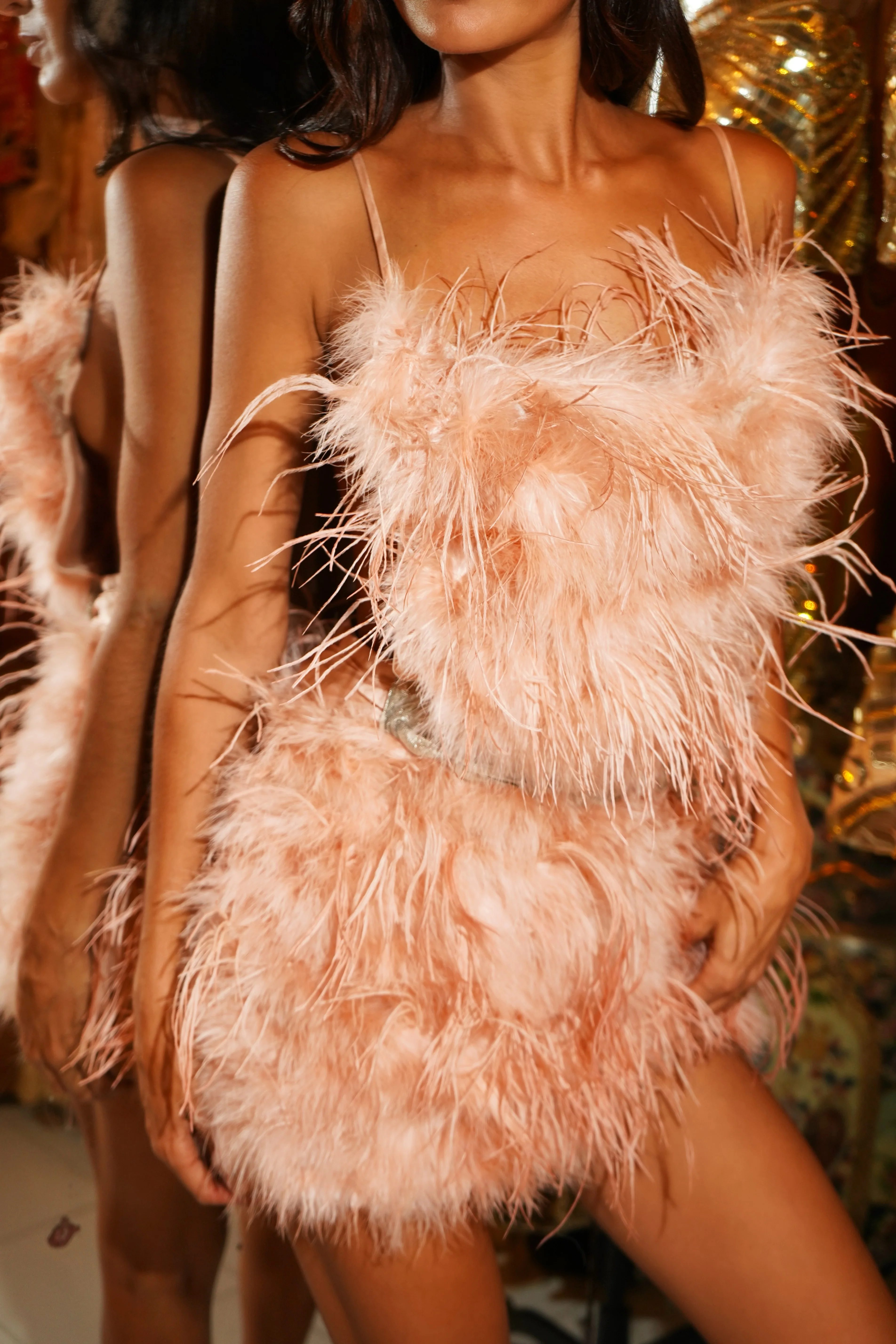 1920s Marabou and Ostrich Feather Mini Dress - Image 6