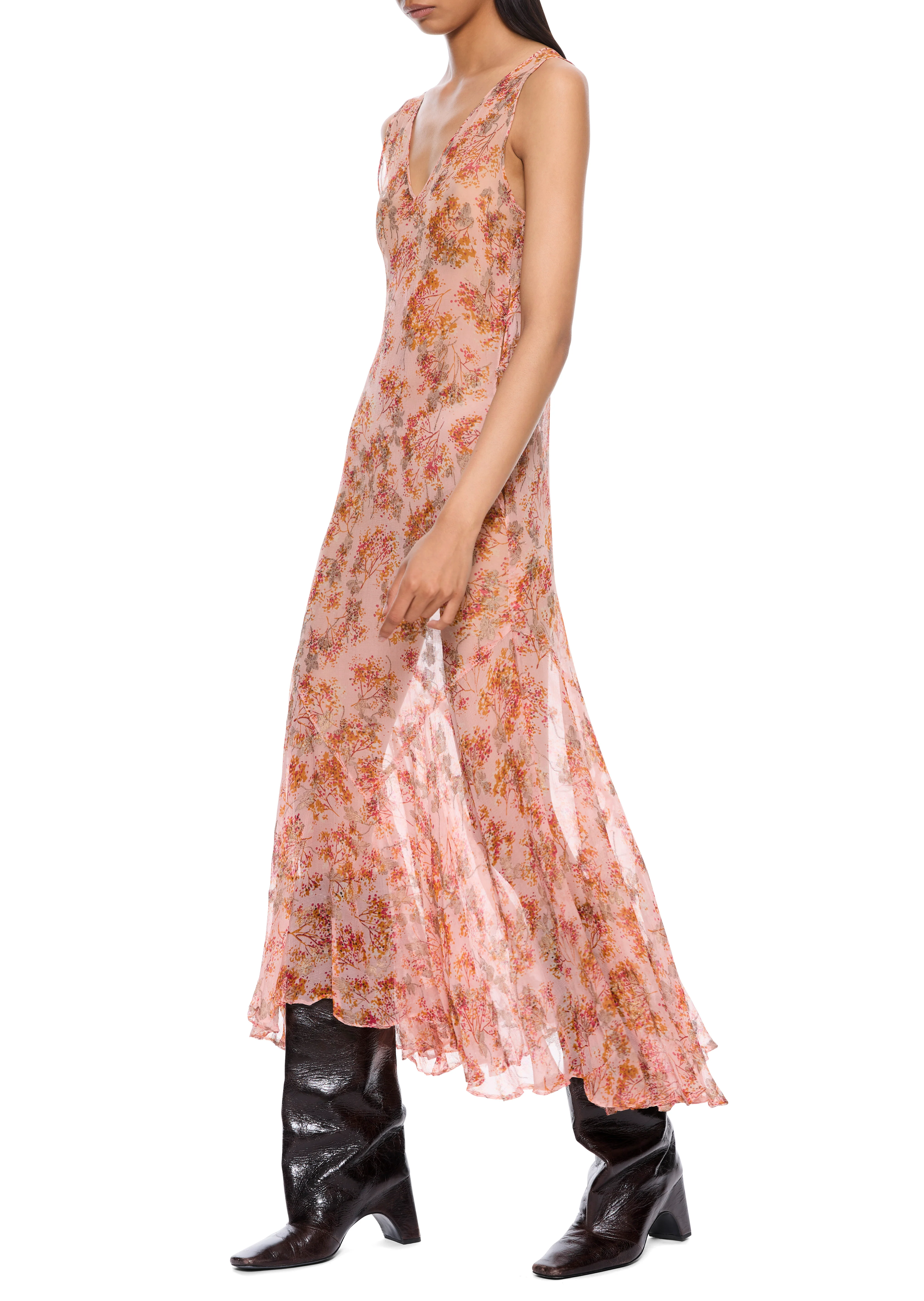 1920s Silk Chiffon Floral Dress - Image 2