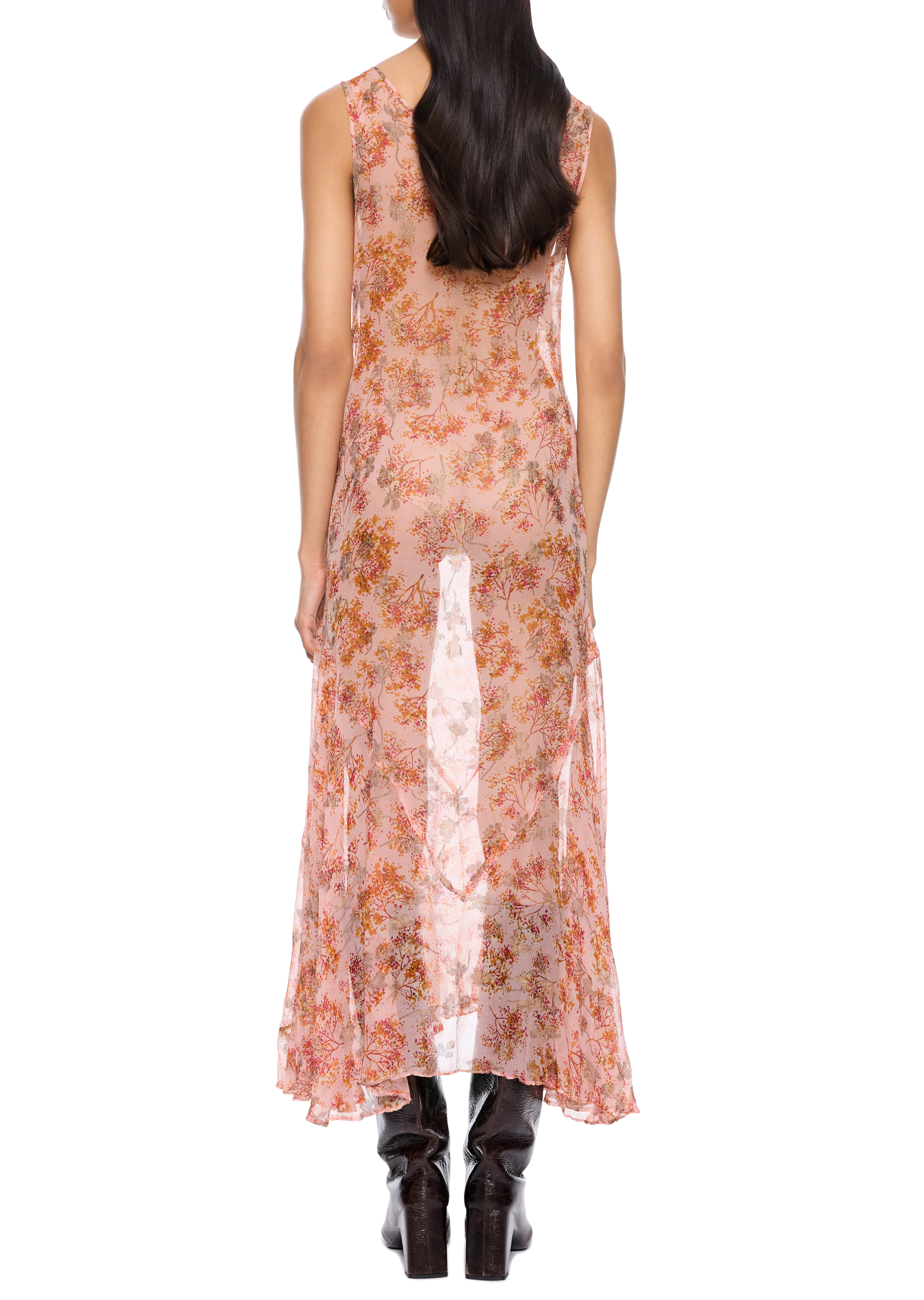 1920s Silk Chiffon Floral Dress - Image 4