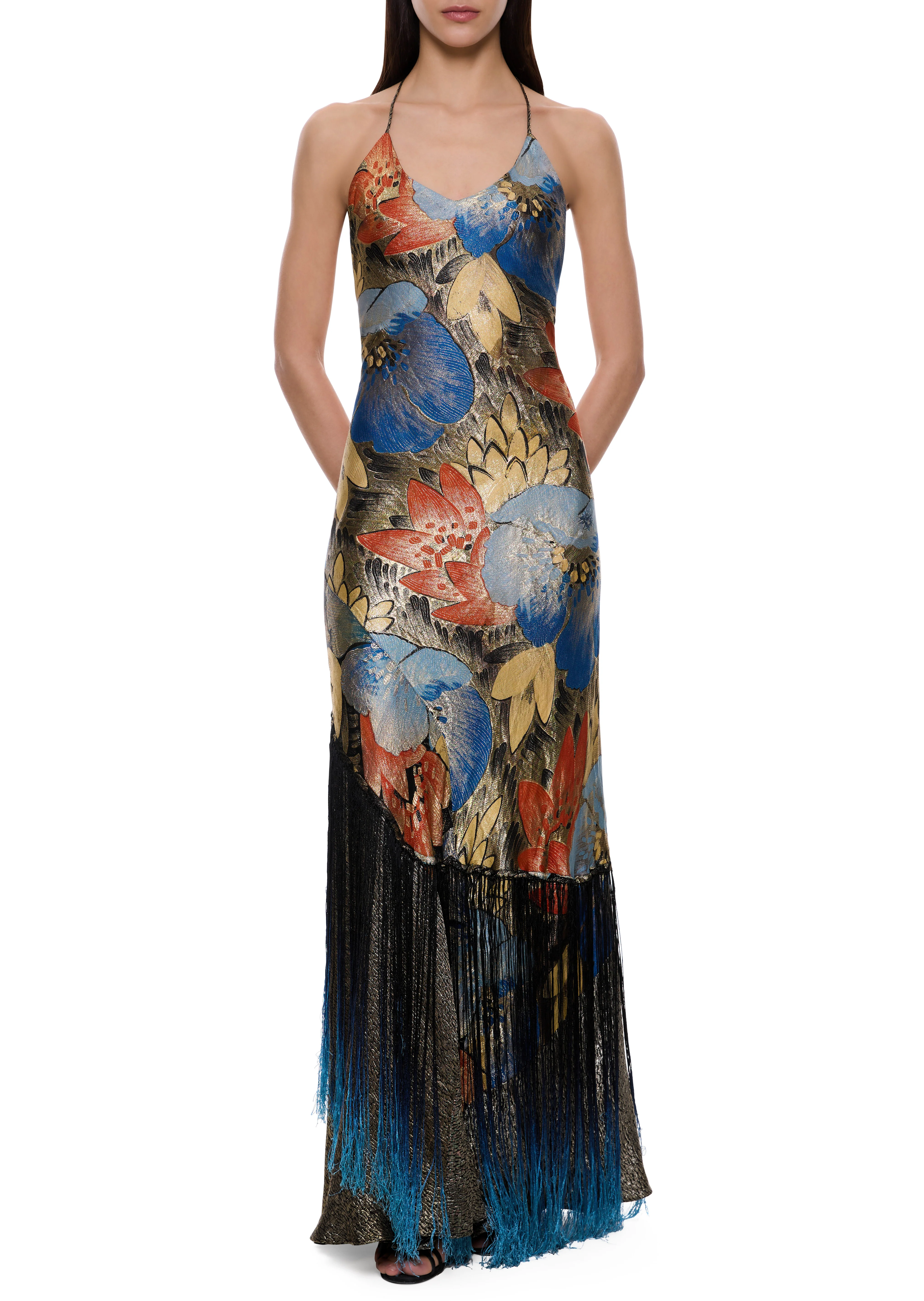 1930s Floral Lamé Gown