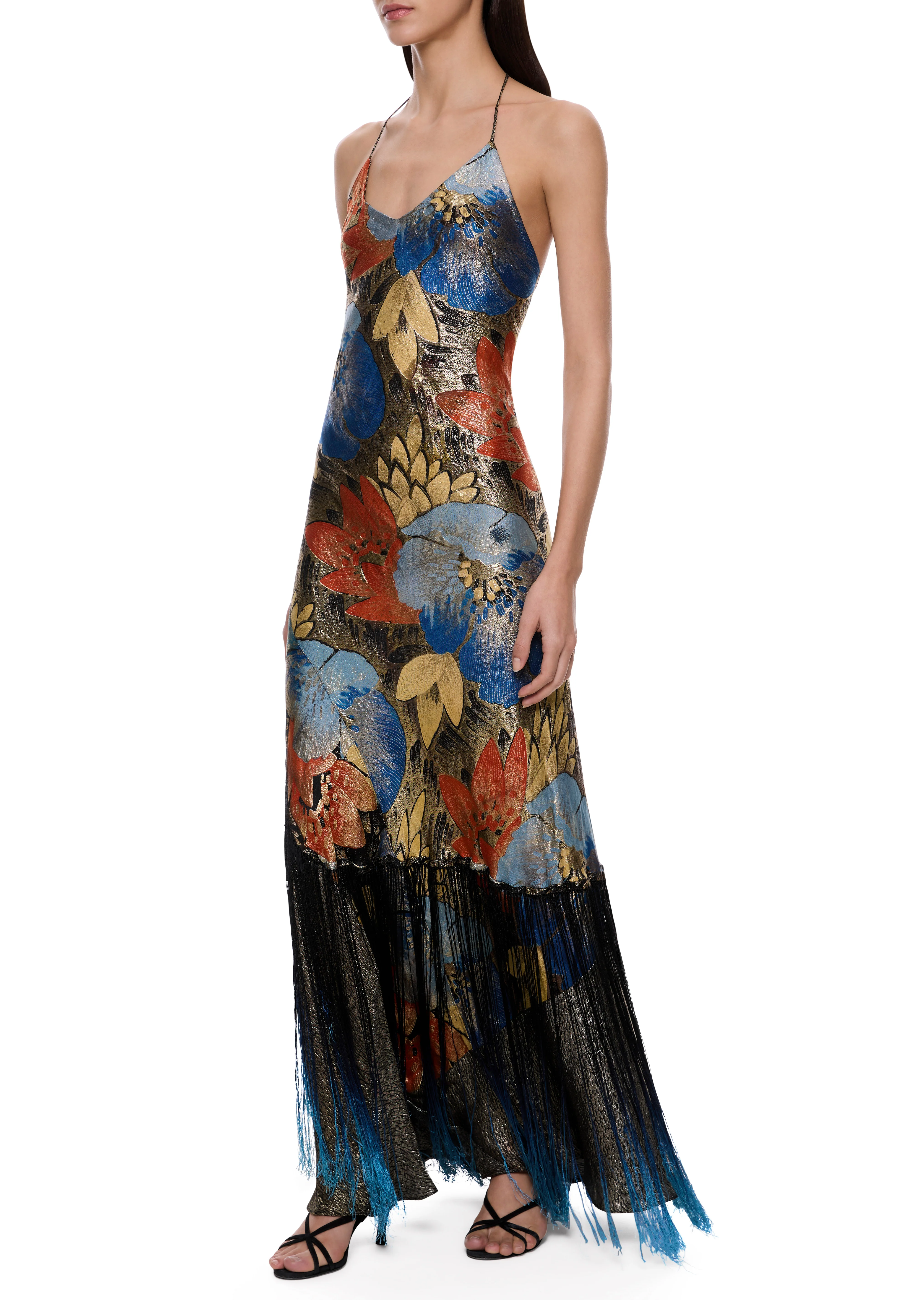 1930s Floral Lamé Gown - Image 2