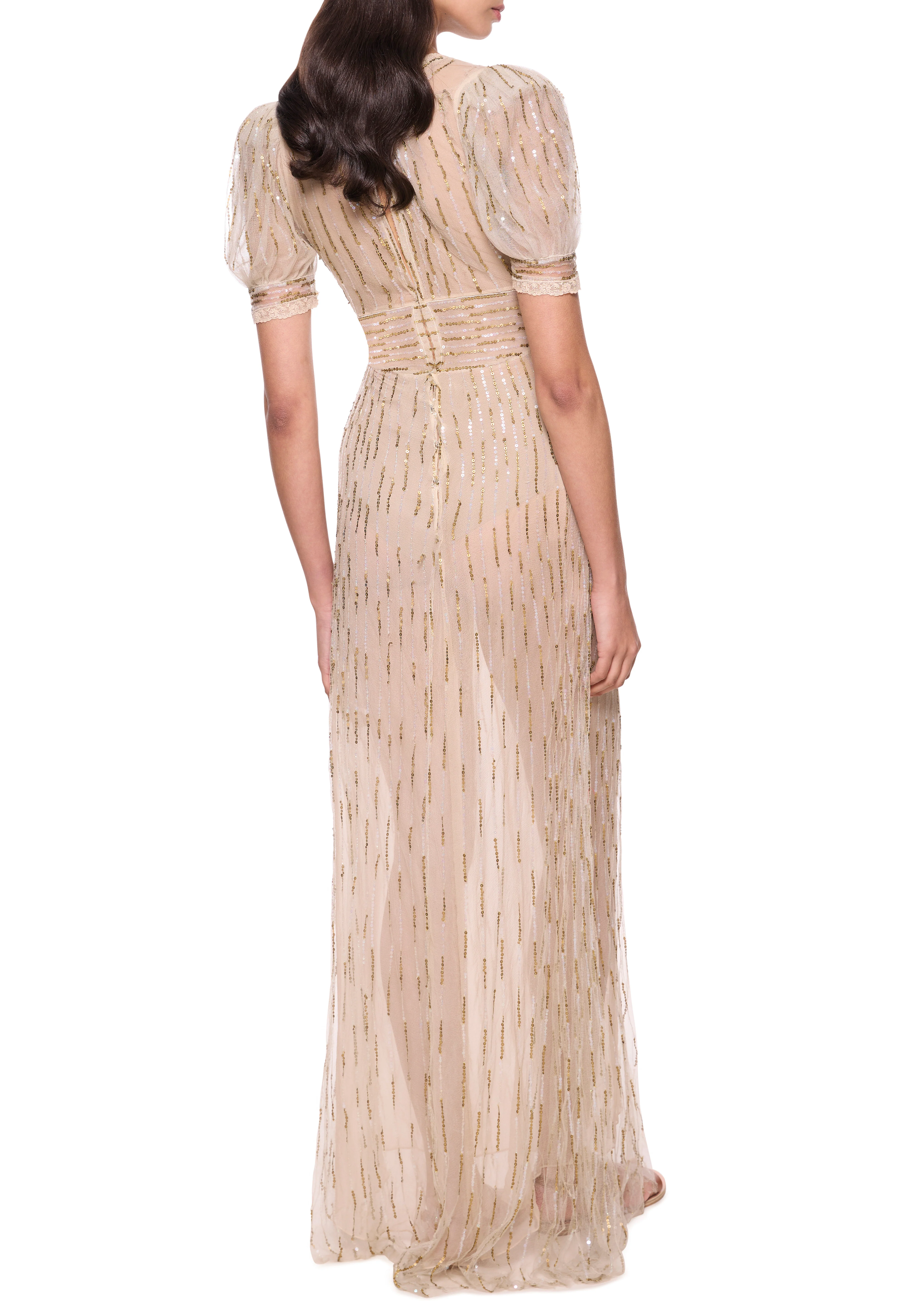 1930s Hand Embroidered Gold Sequin Dress - Image 4