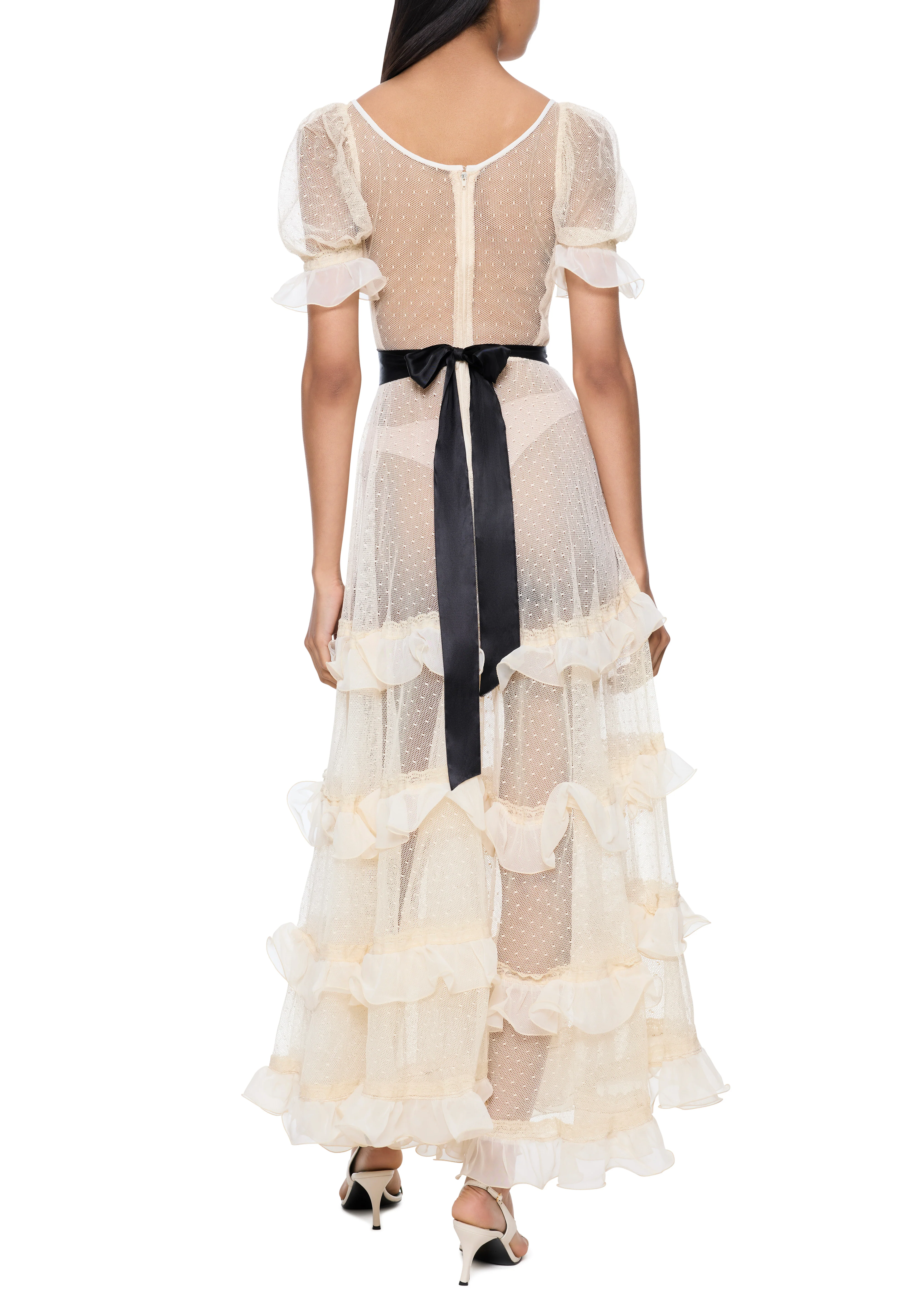 1930s Ivory Tulle Dress - Image 2