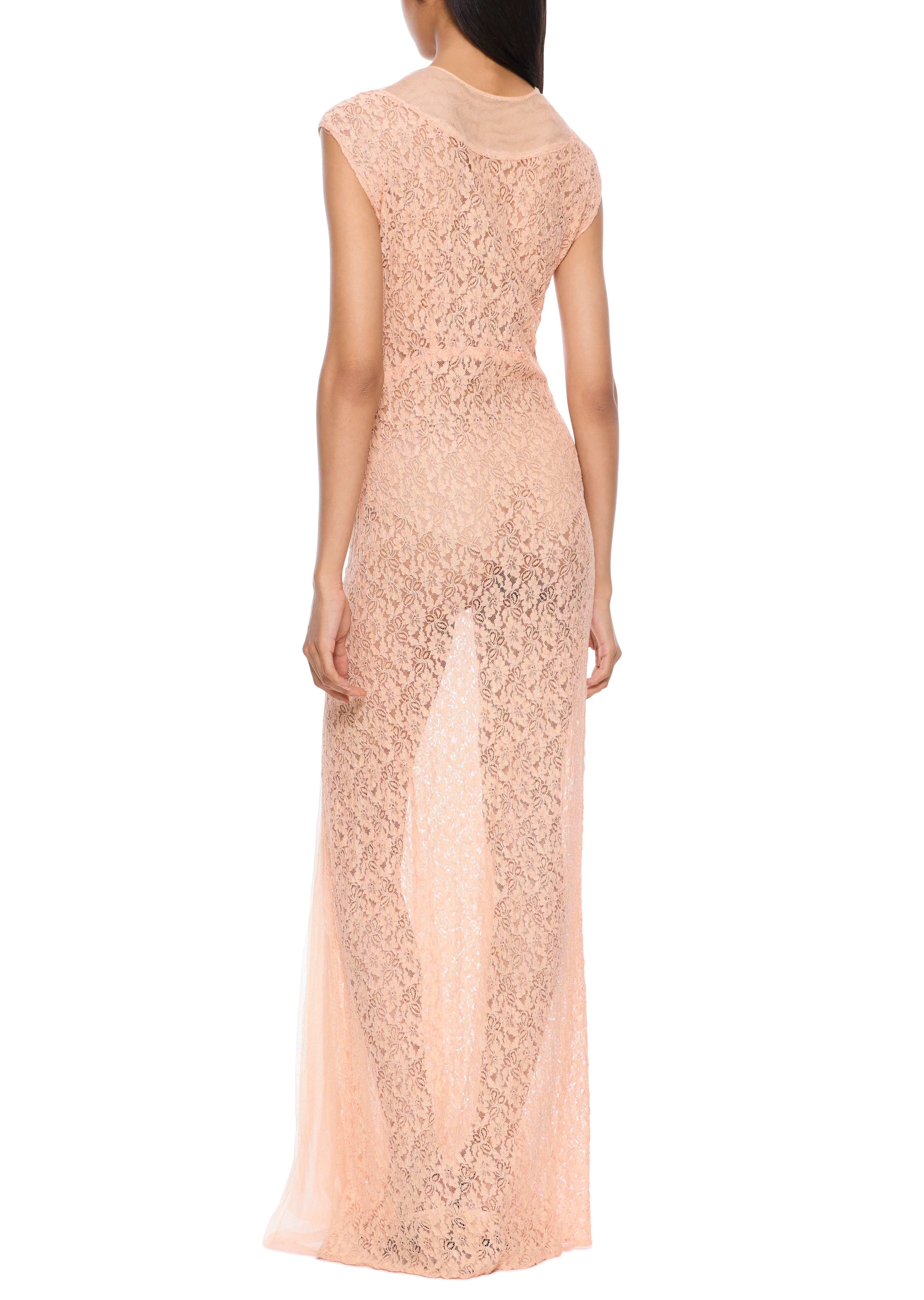 1930s Peach Lace Dress - Image 3