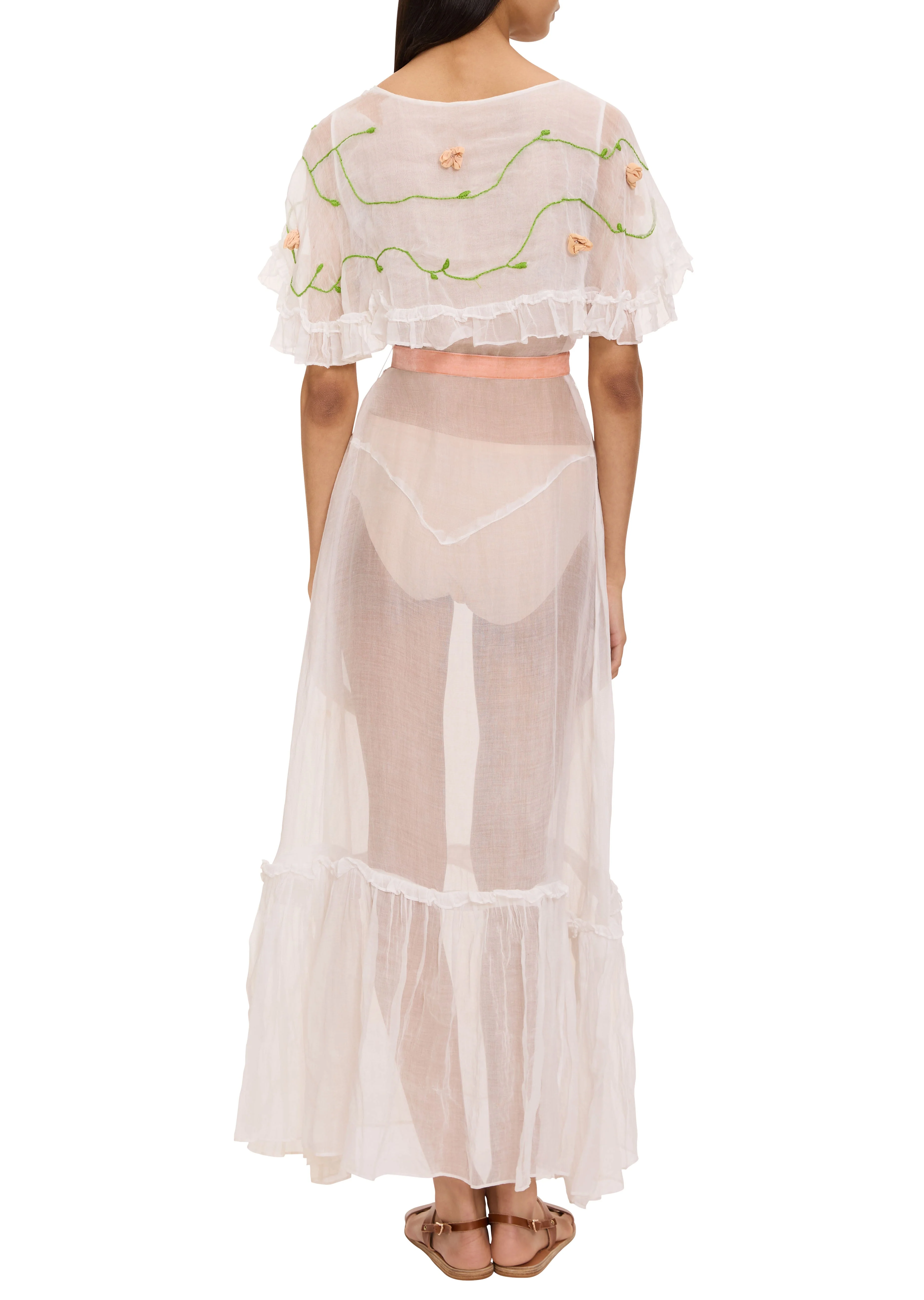 1930s White and Pink Floral Dress - Image 4