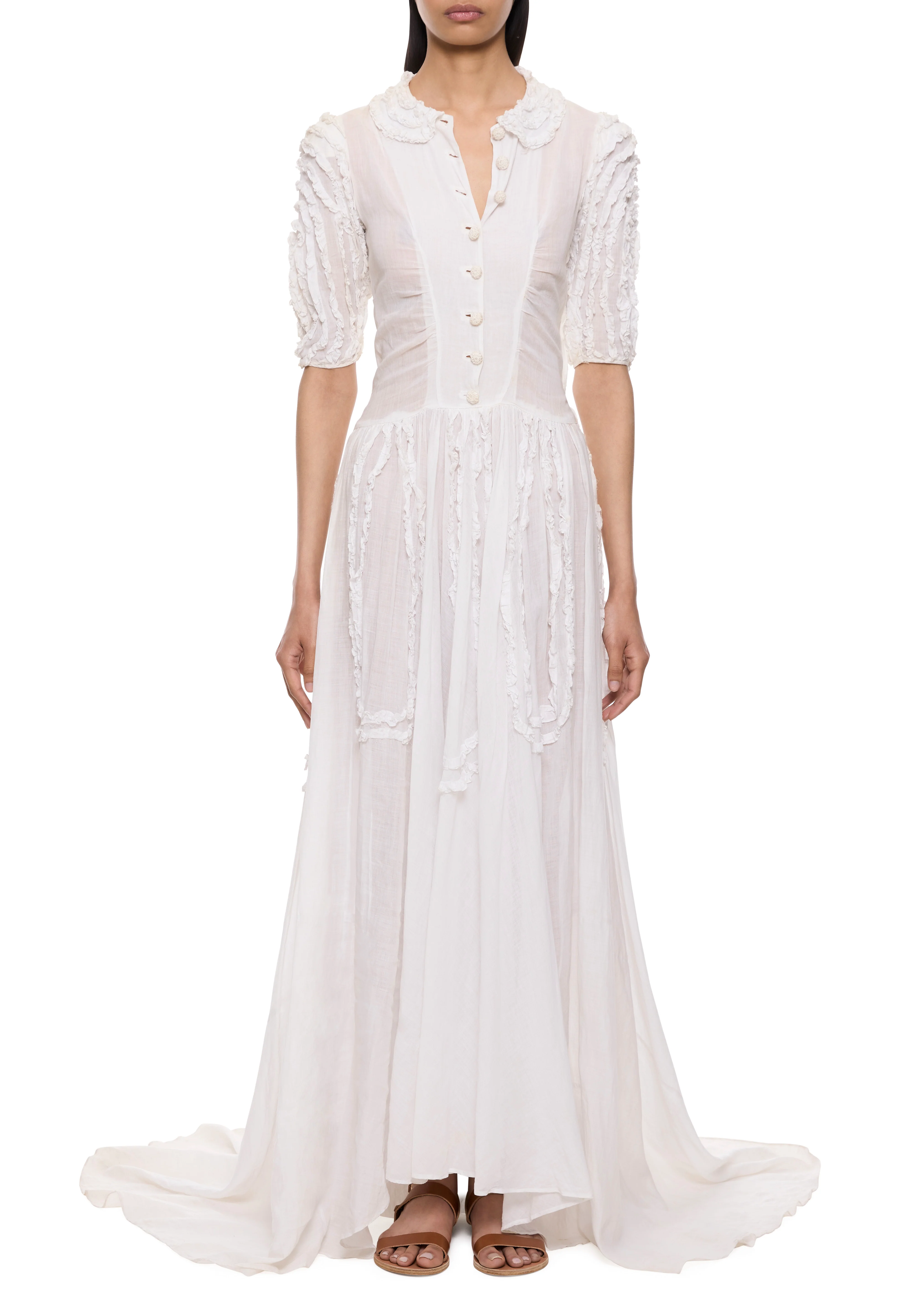1930s White Cotton Bridal Gown