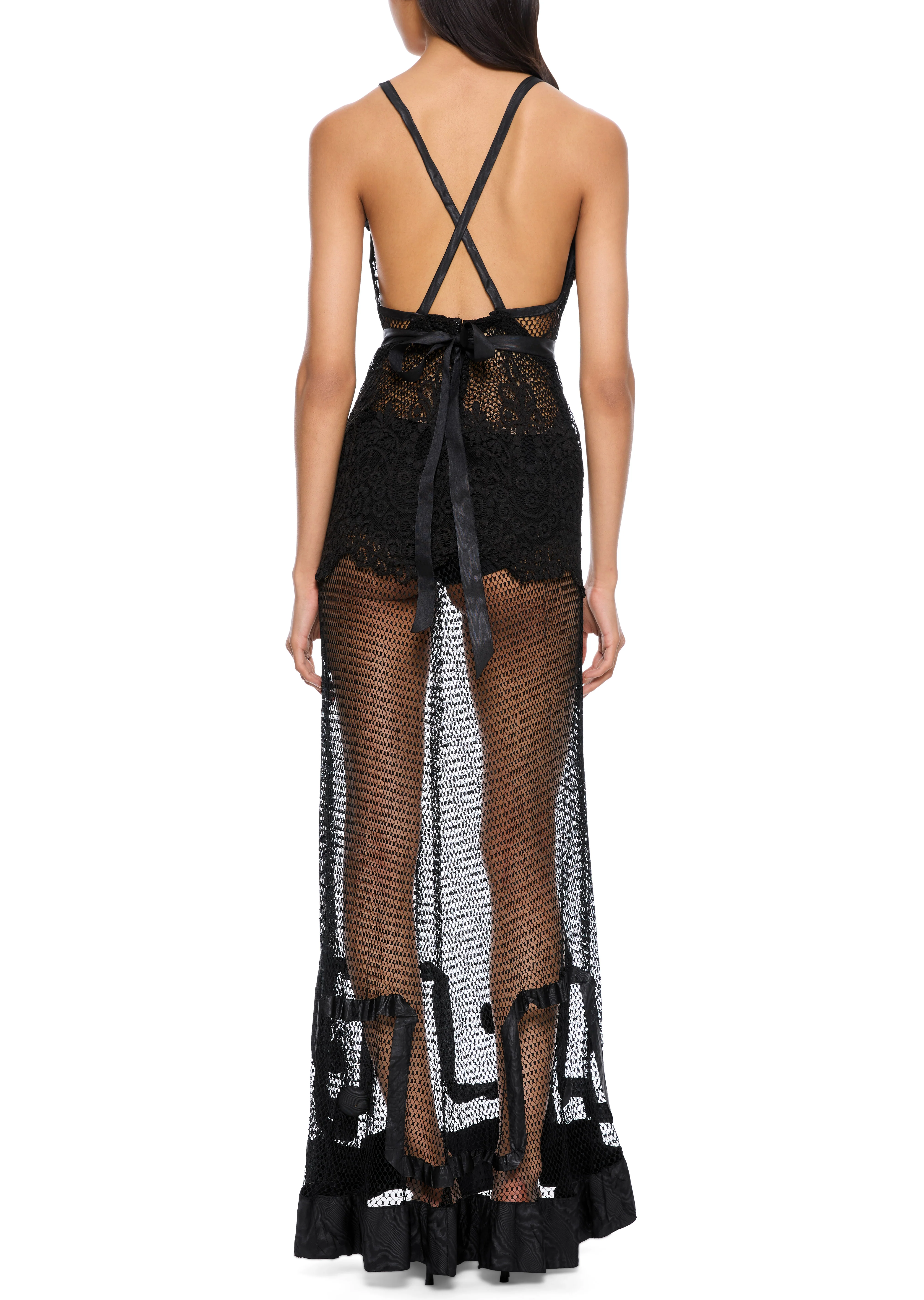 1940s Black Lace Dress - Image 4