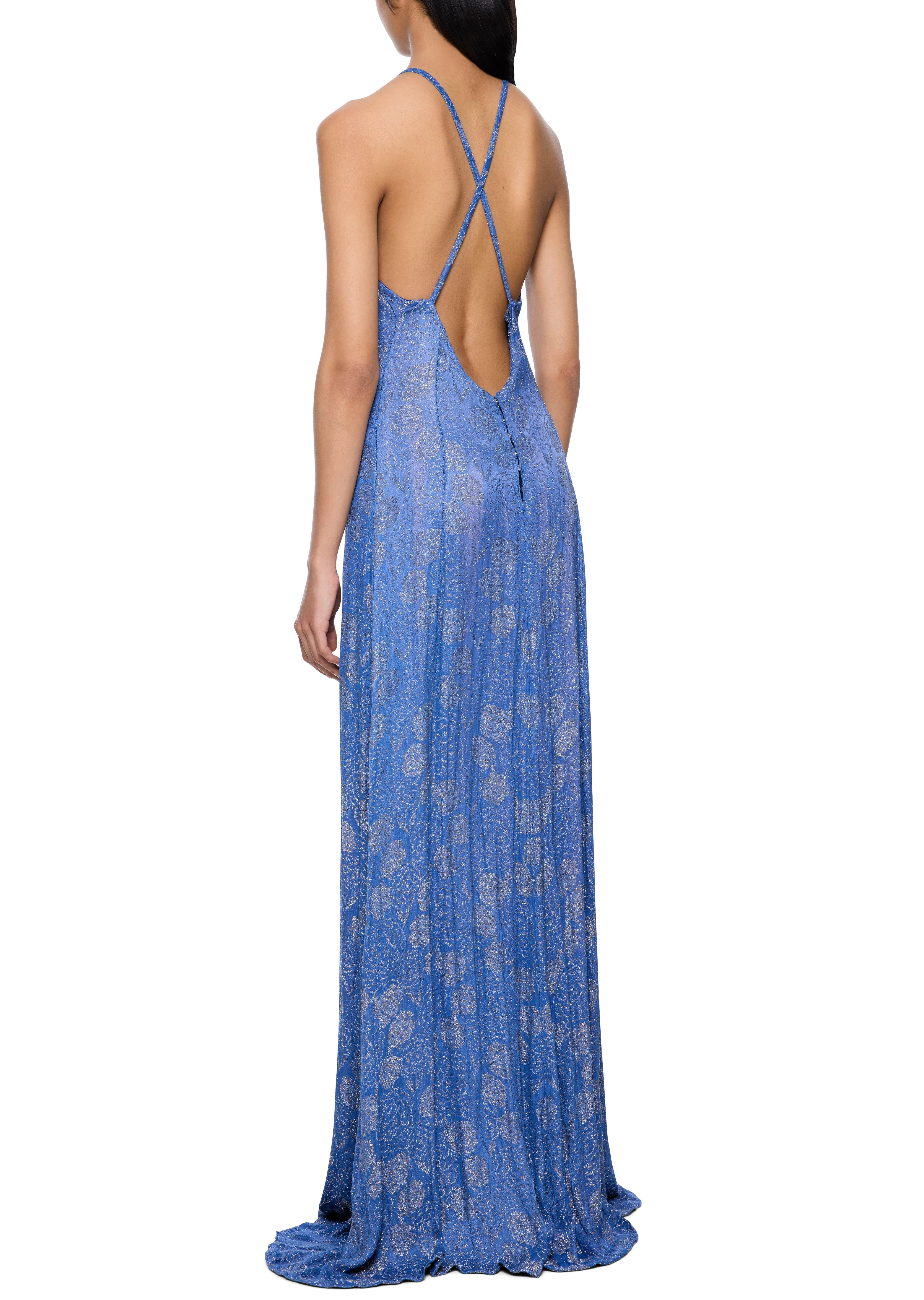 1940s Blue and Silver Lamé Dress - Image 3