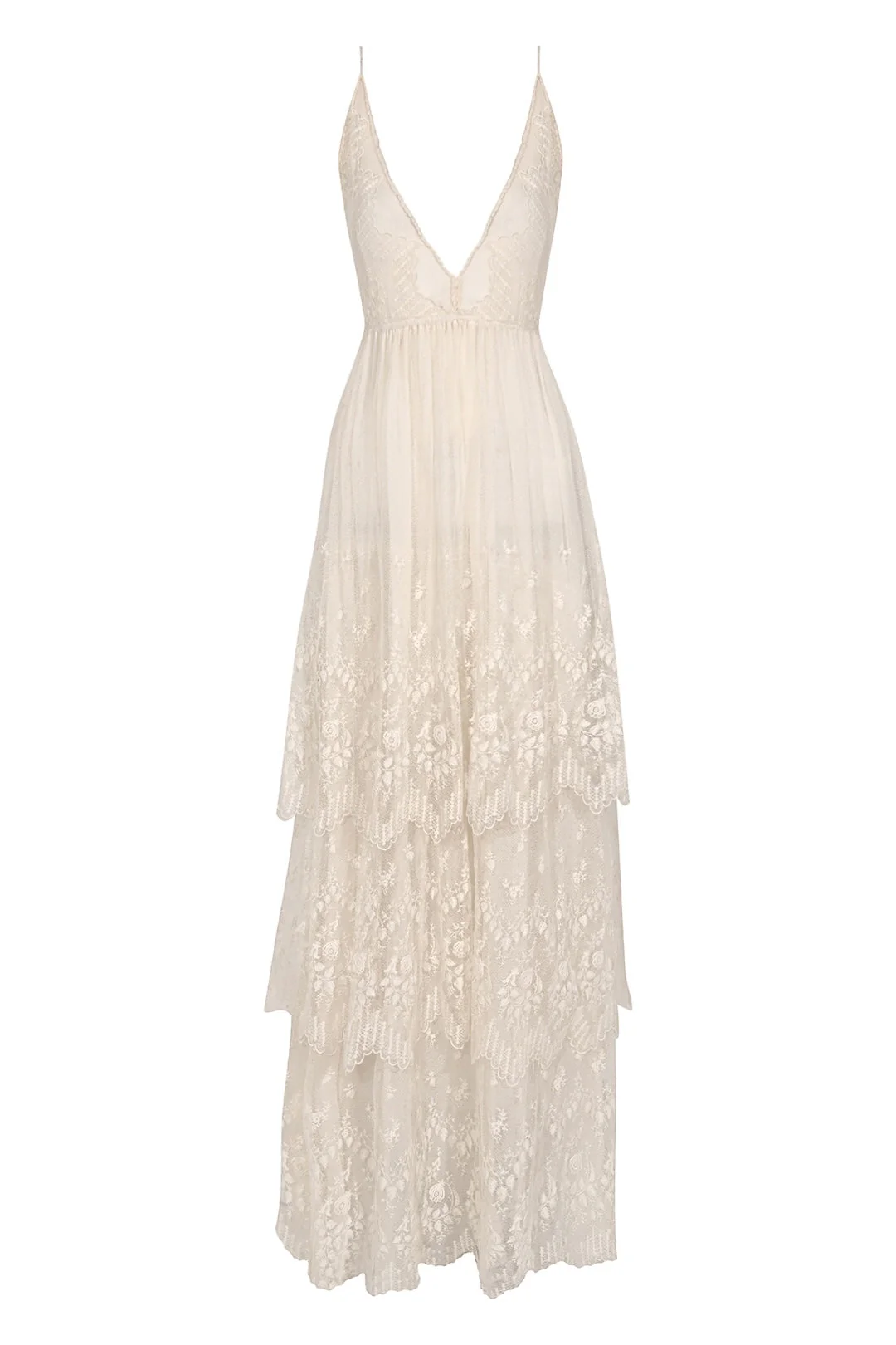 1940s Ivory Tiered Lace Sundress - Image 2