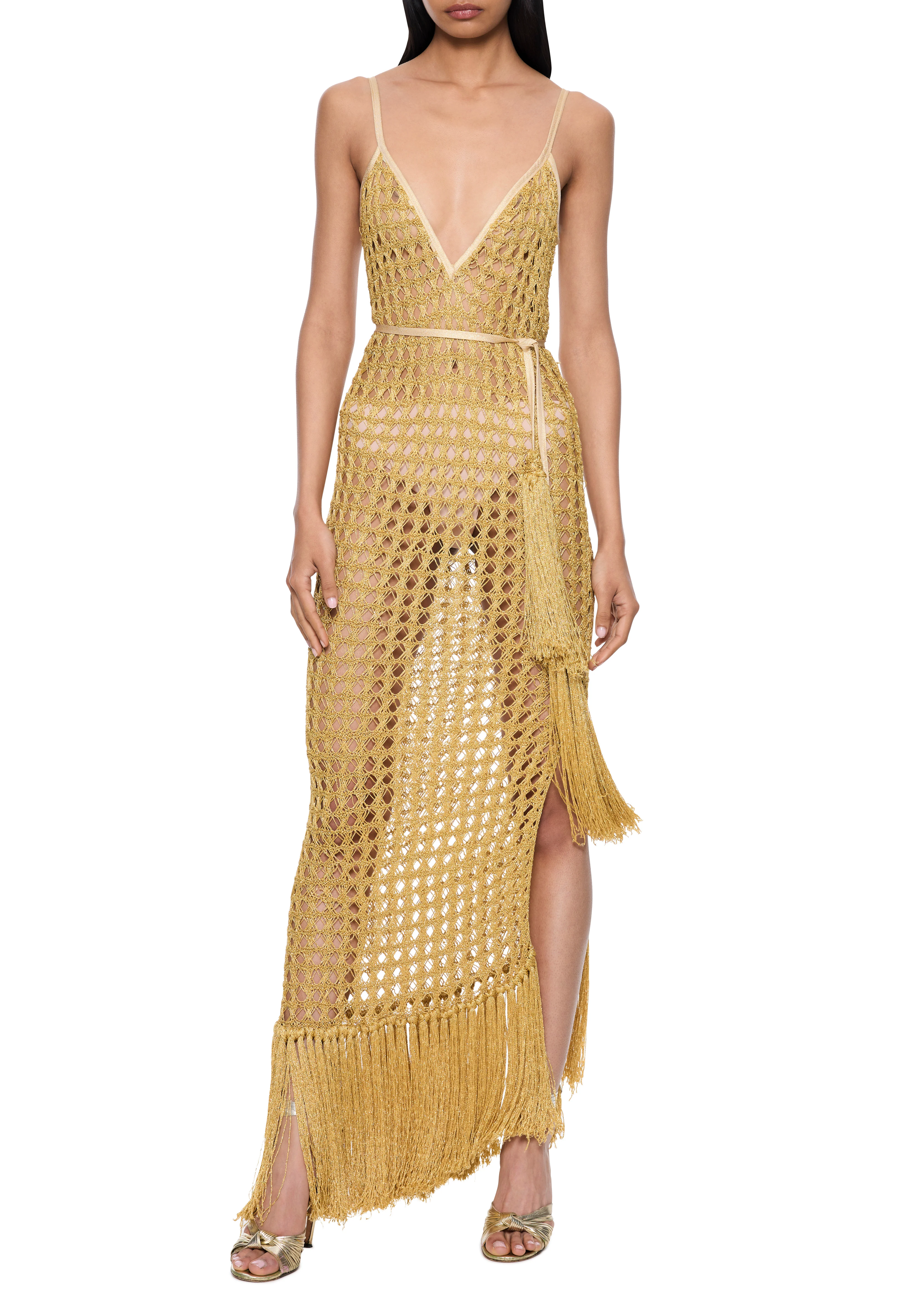 1960s Gold Crochet Dress