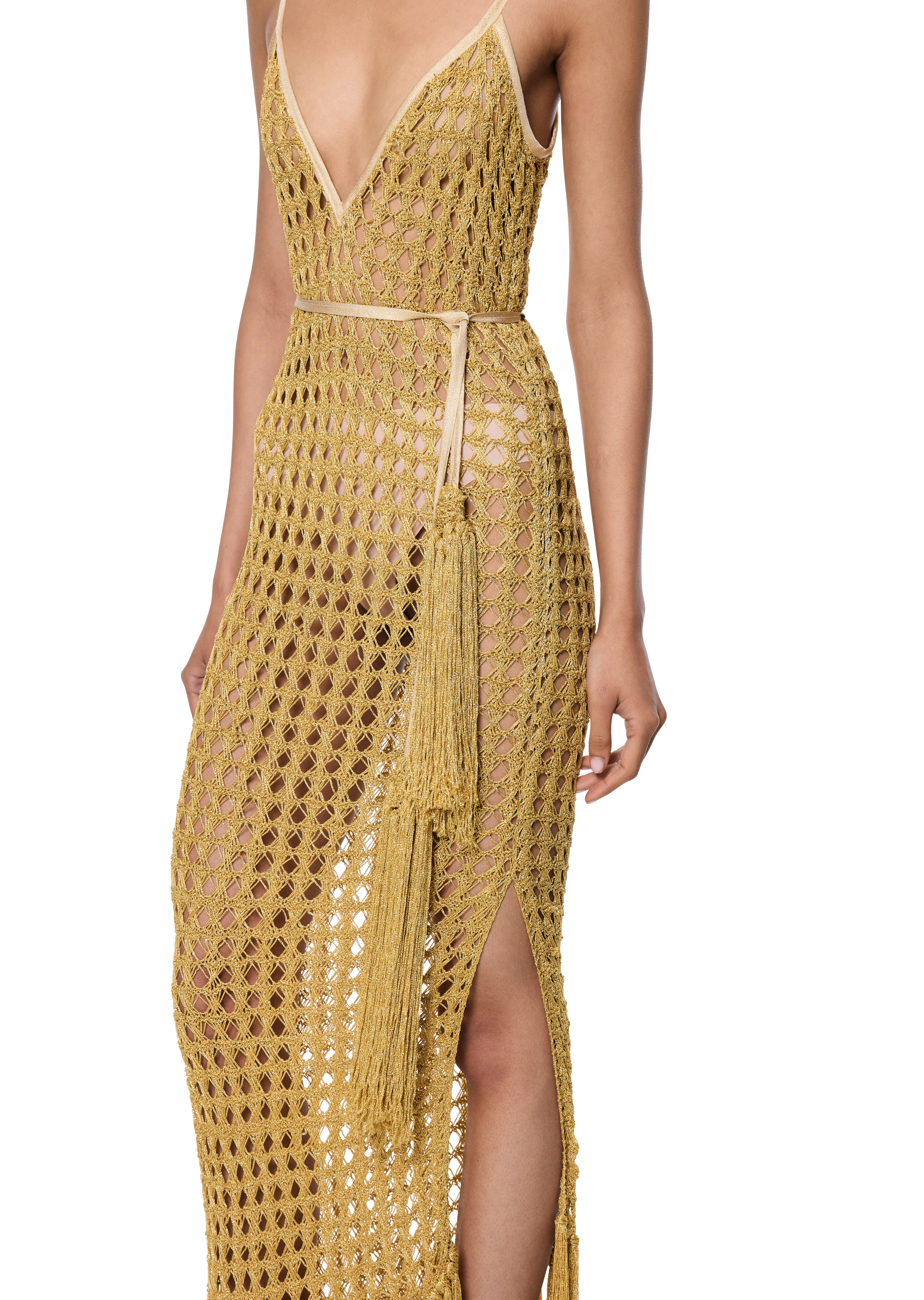 1960s Gold Crochet Dress - Image 2