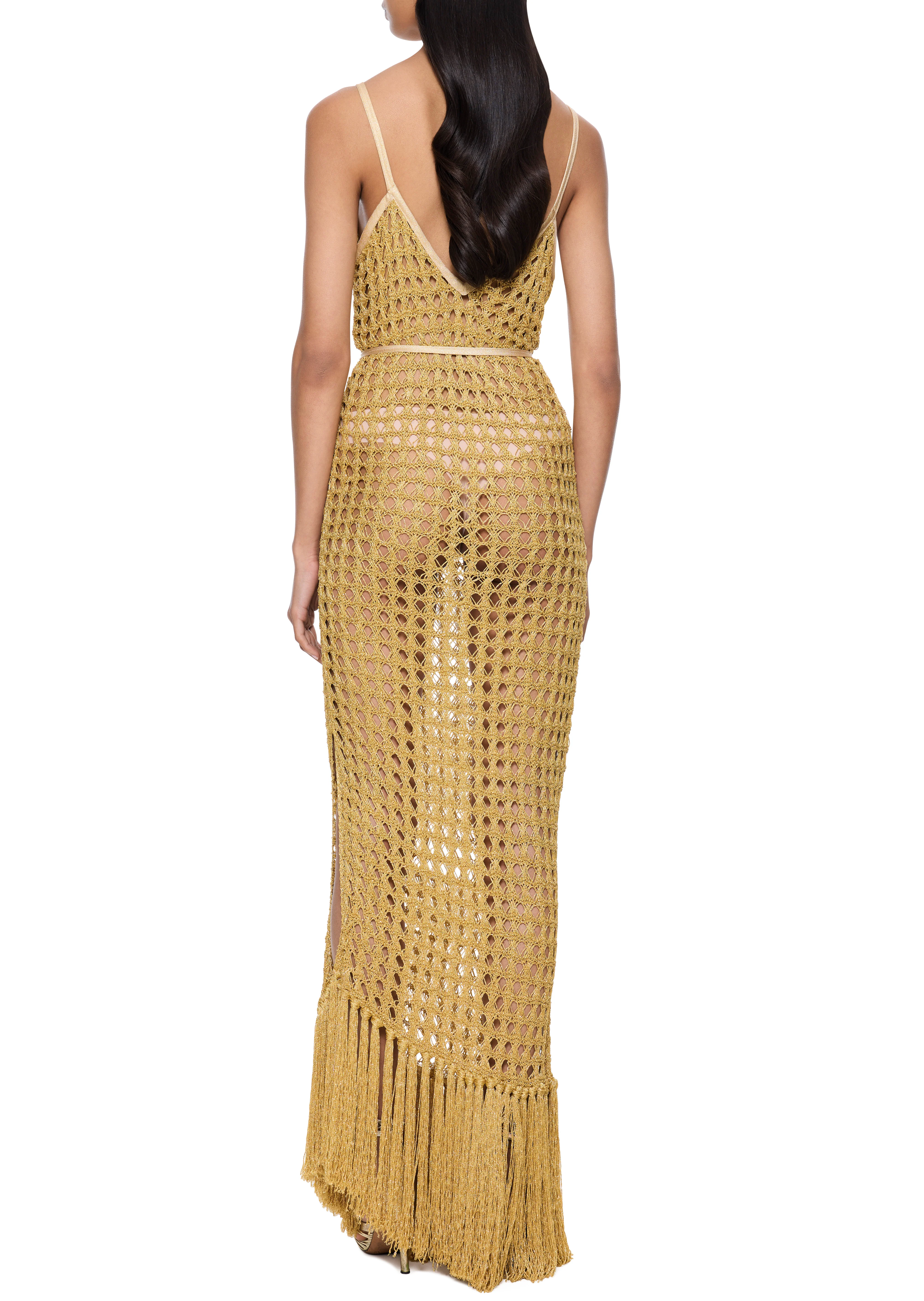 1960s Gold Crochet Dress - Image 3