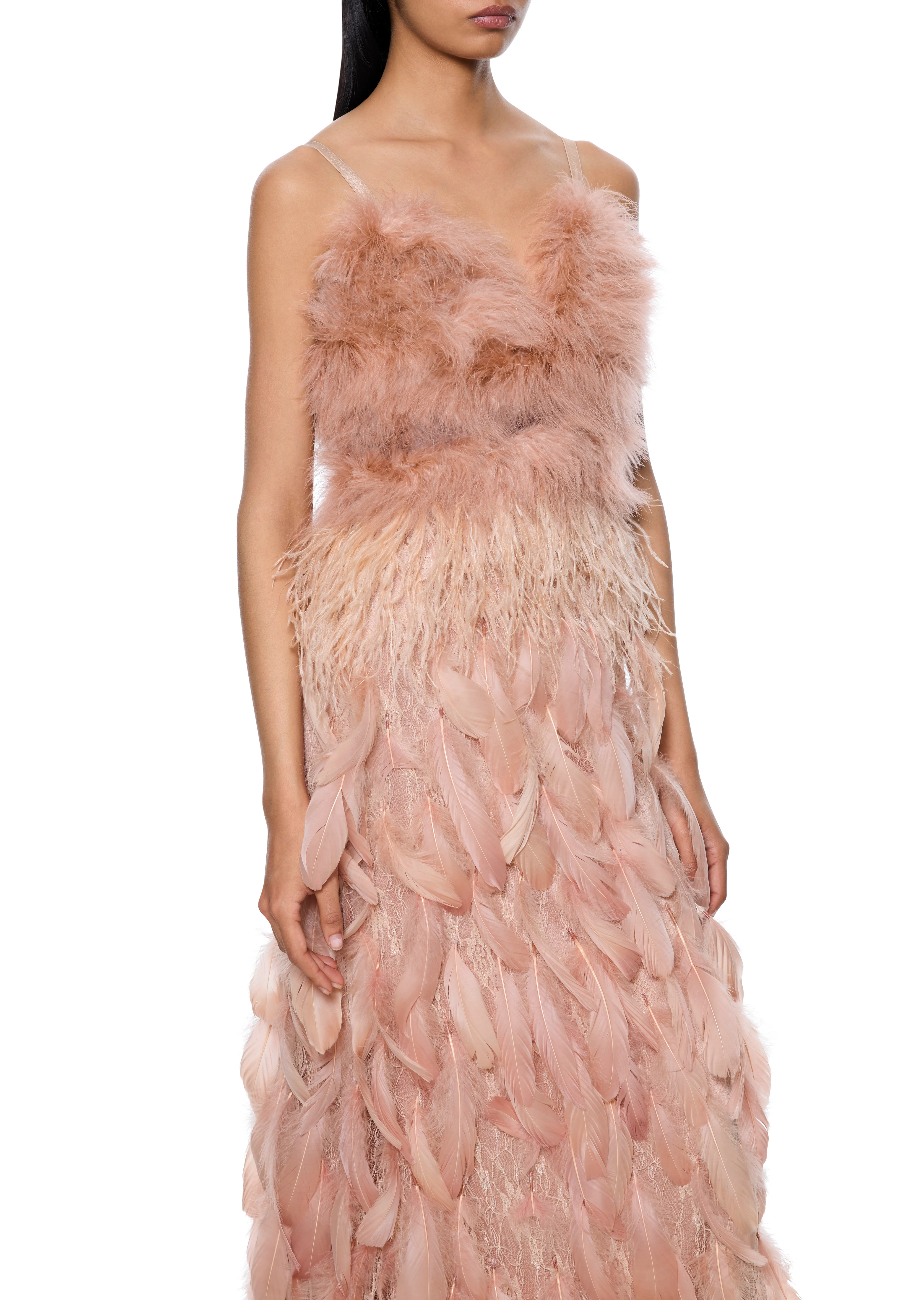1970s Pink Feather Gown - Image 2