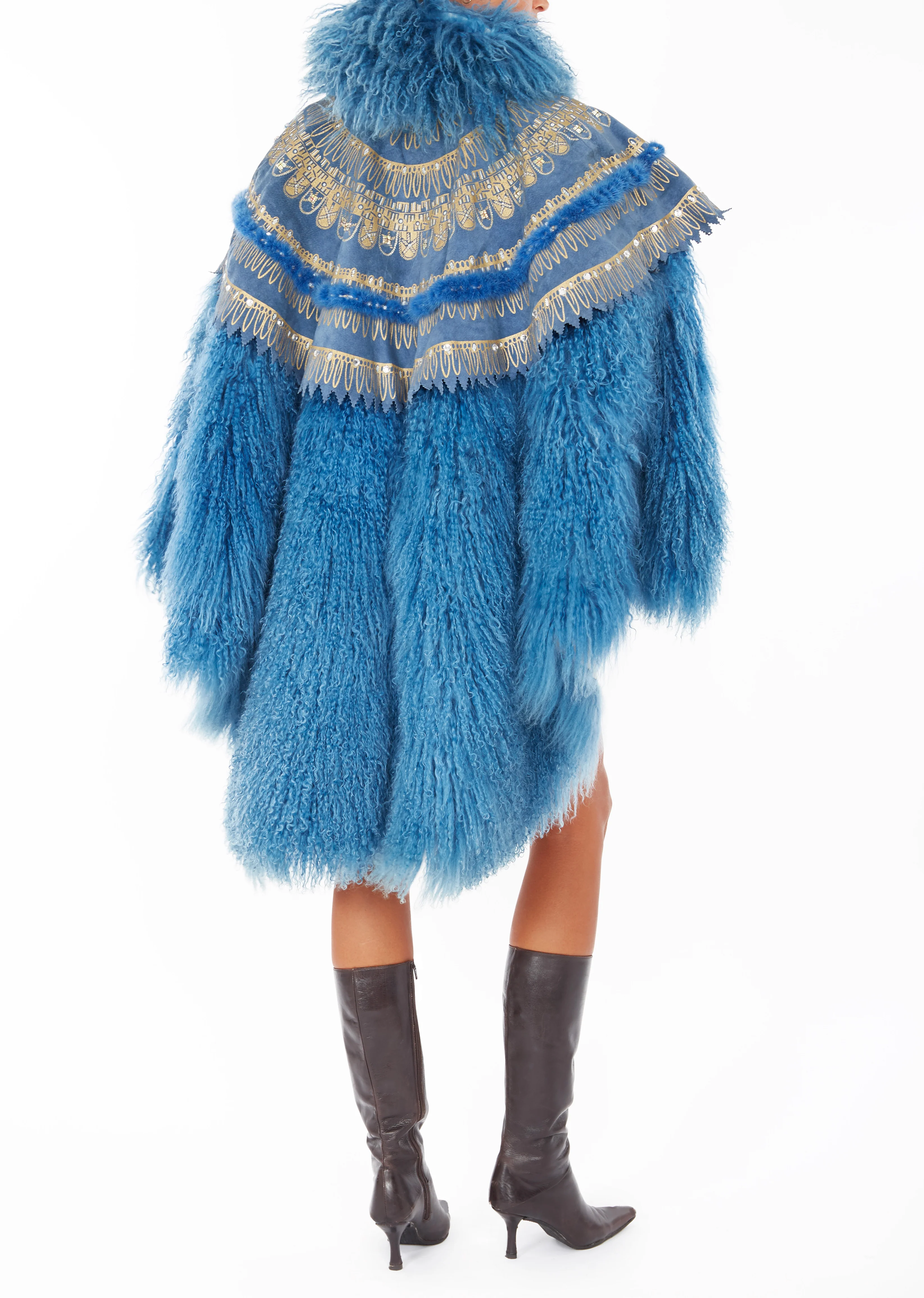 80's Zandra Rhodes Mongolian Fur Cape - Image 5