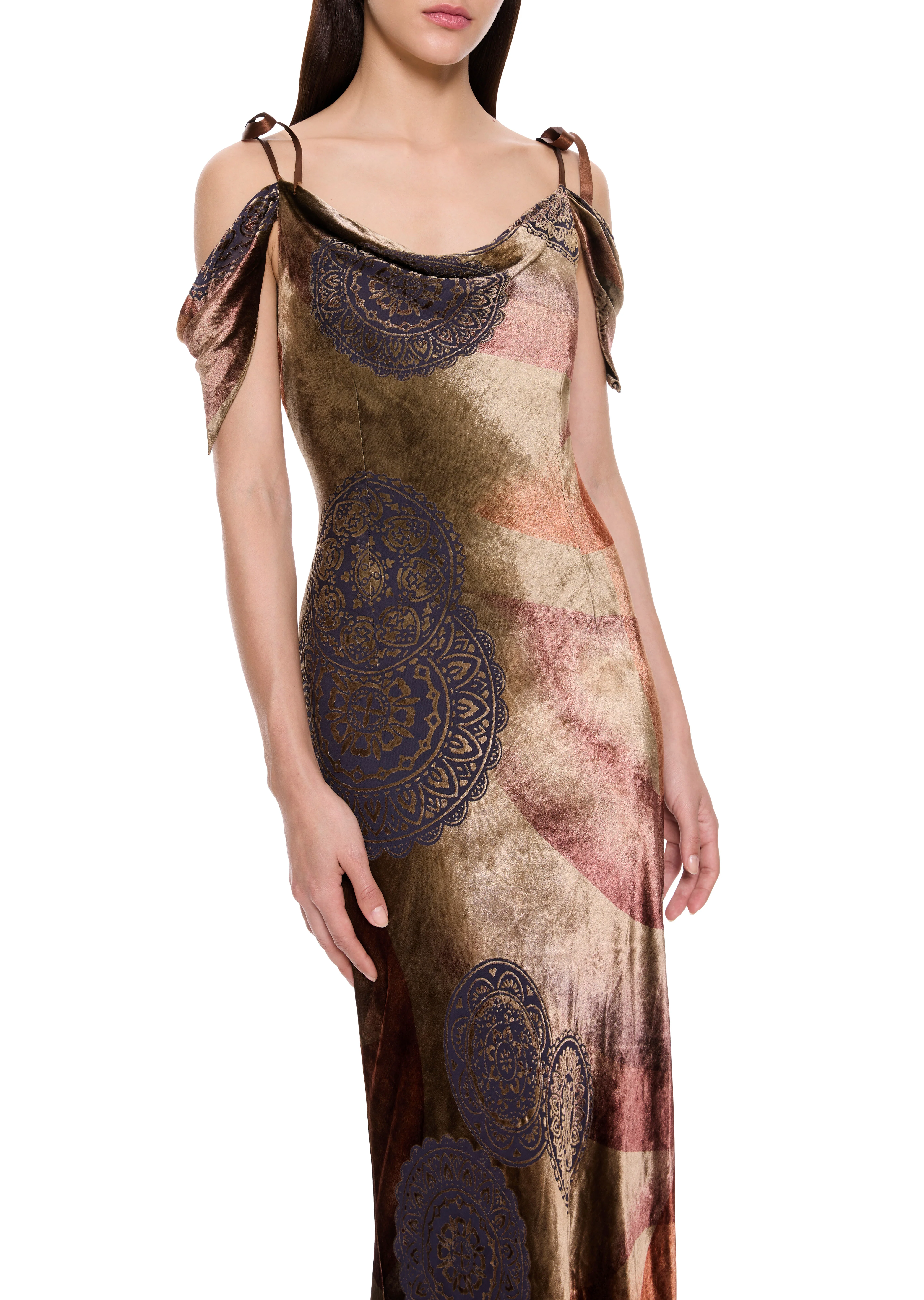 1990s Bronze Ombré Velvet Gown - Image 3