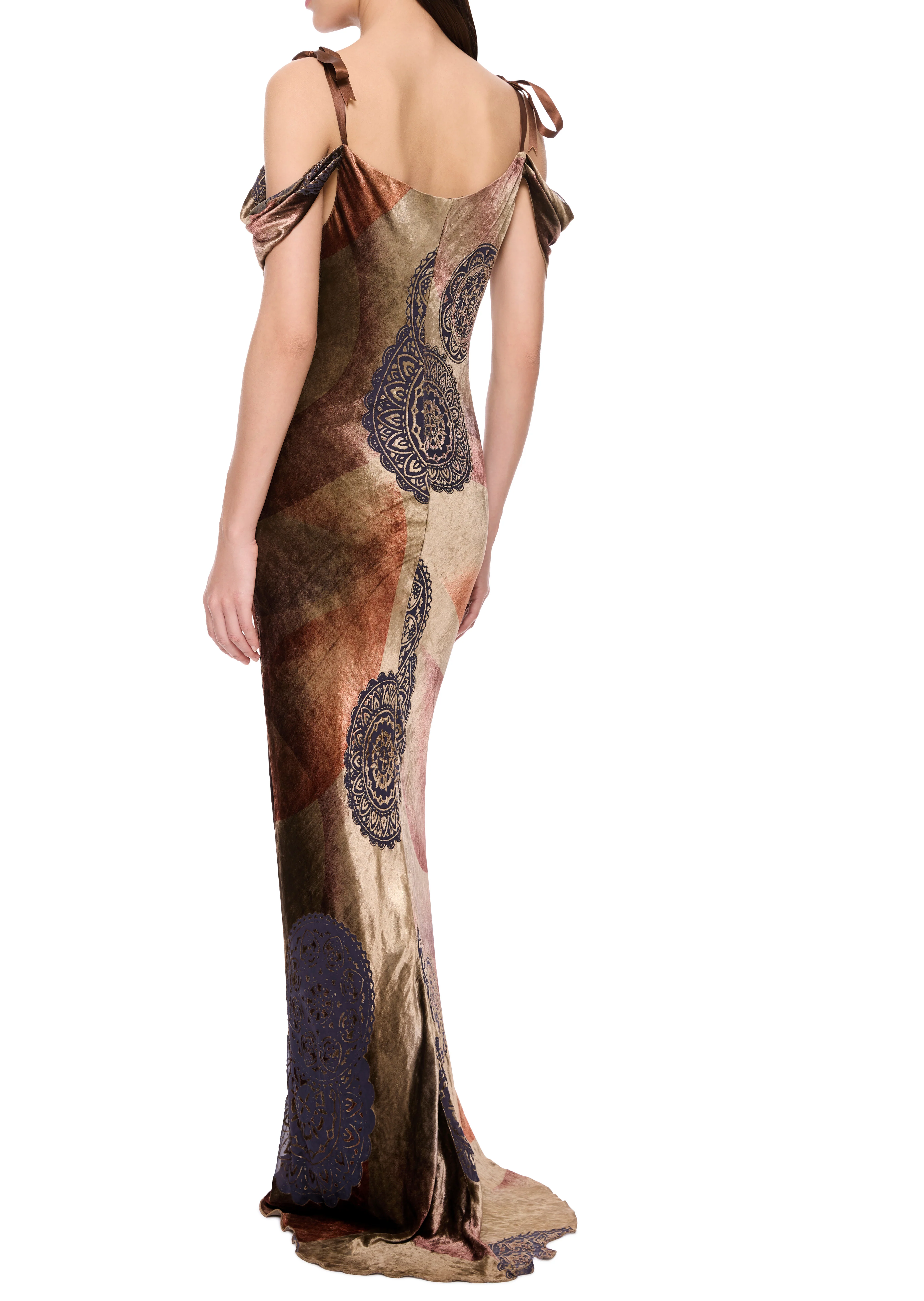 1990s Bronze Ombré Velvet Gown - Image 4