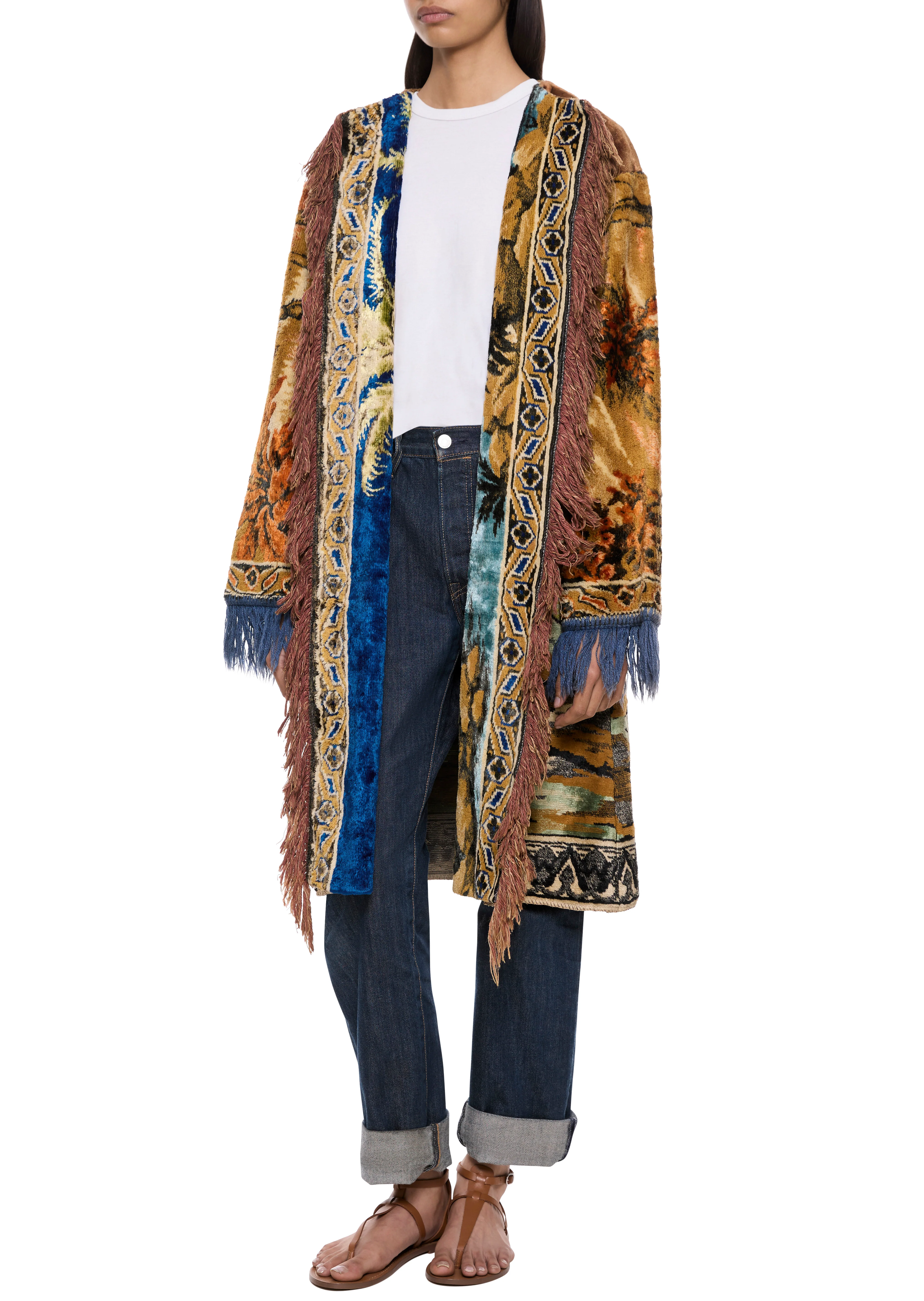 70s Blue and Green Carpet Coat - Image 2