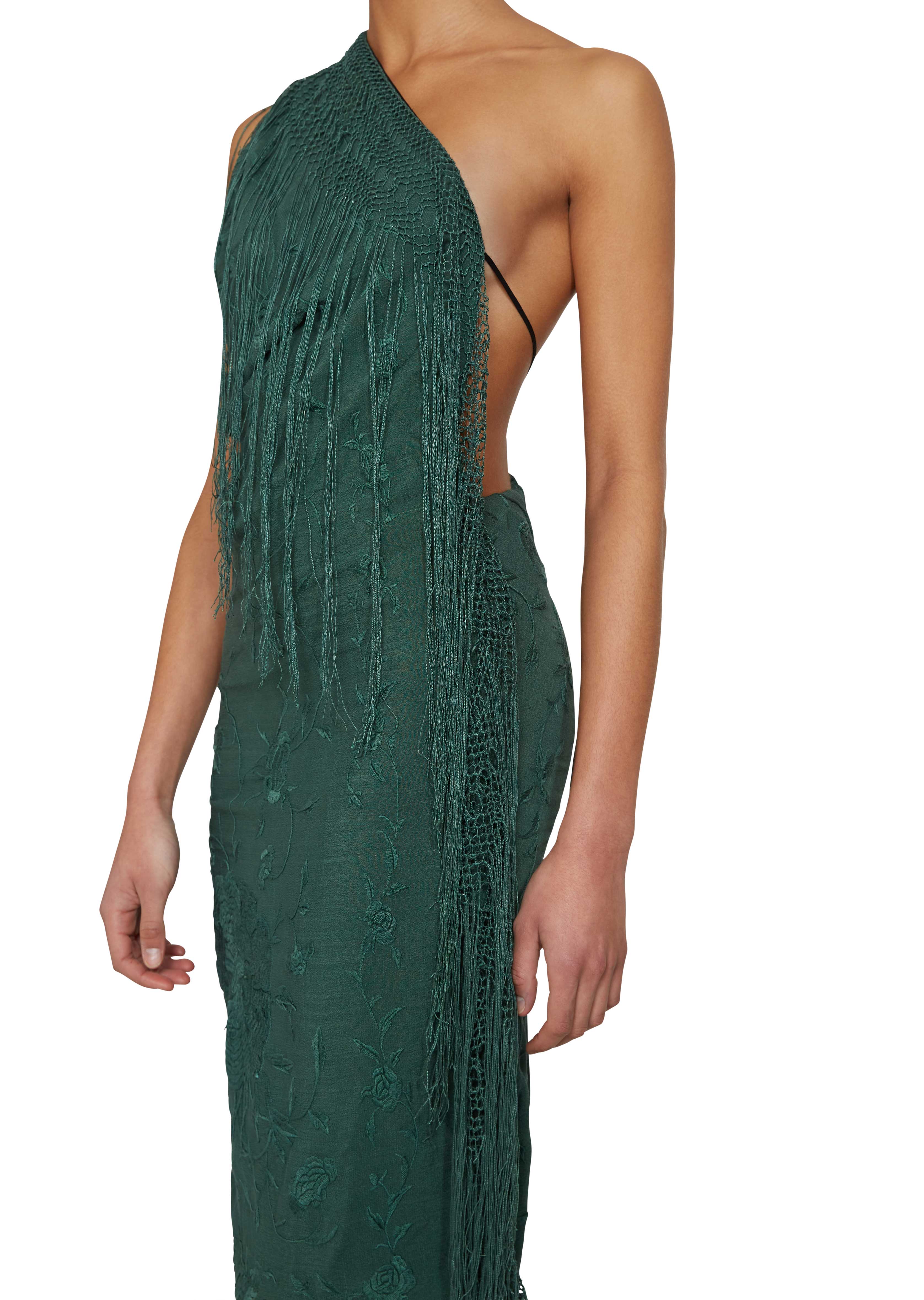 Demi-Couture Piano Shawl Gown - Emerald - Image 3