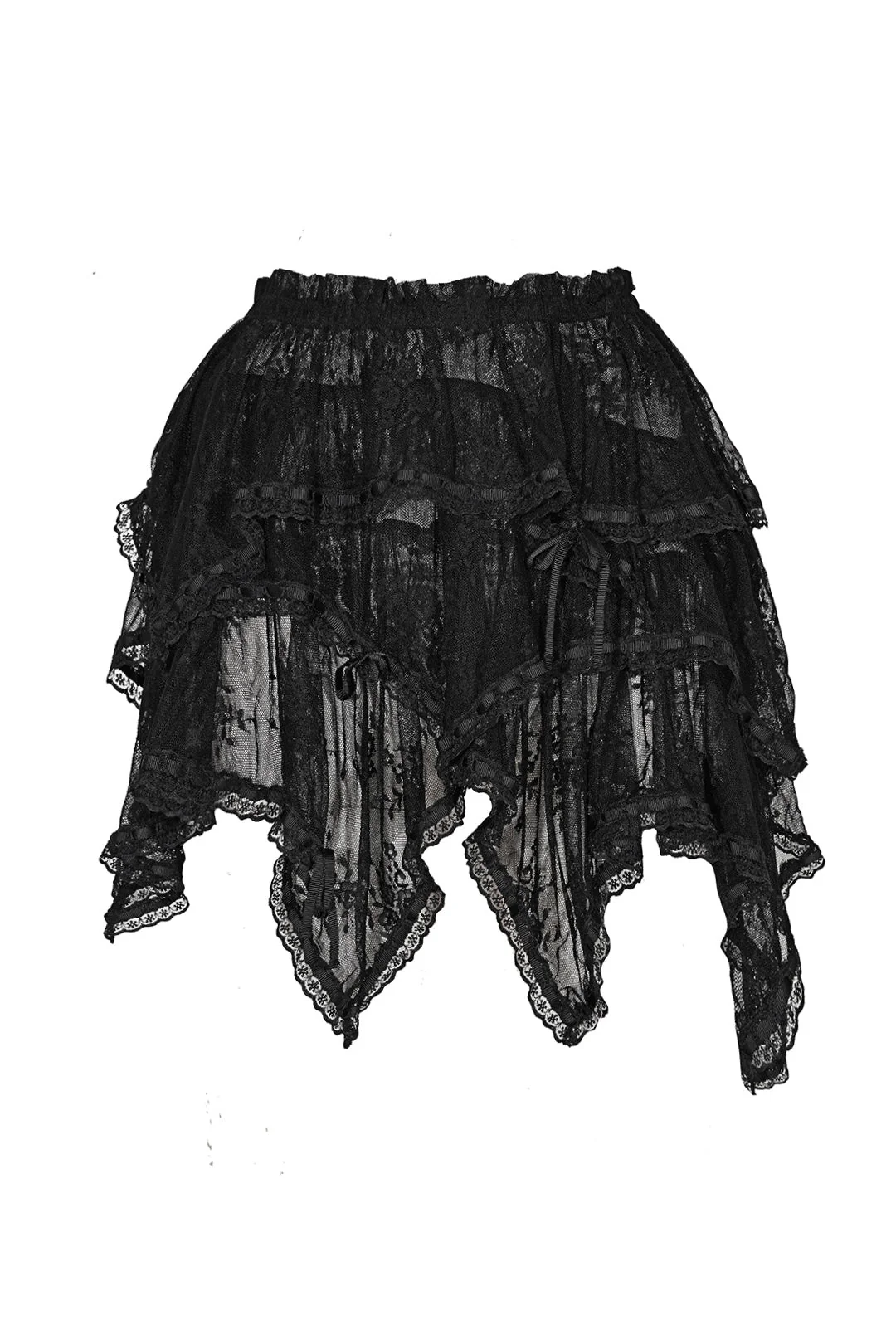 Lace Tiered Black Skirt - Image 10