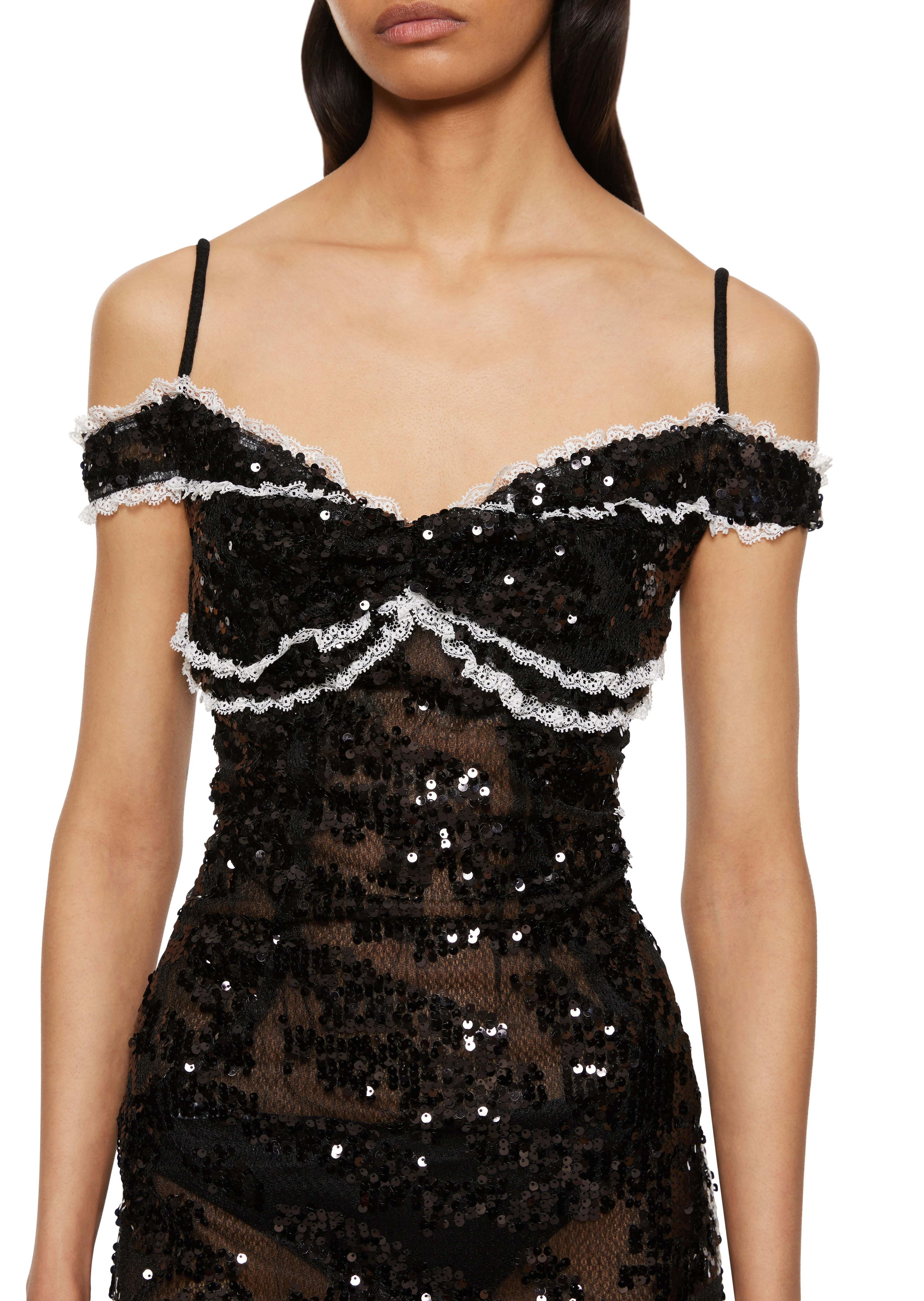 Off Shoulder Sequin Midi Dress - Image 3