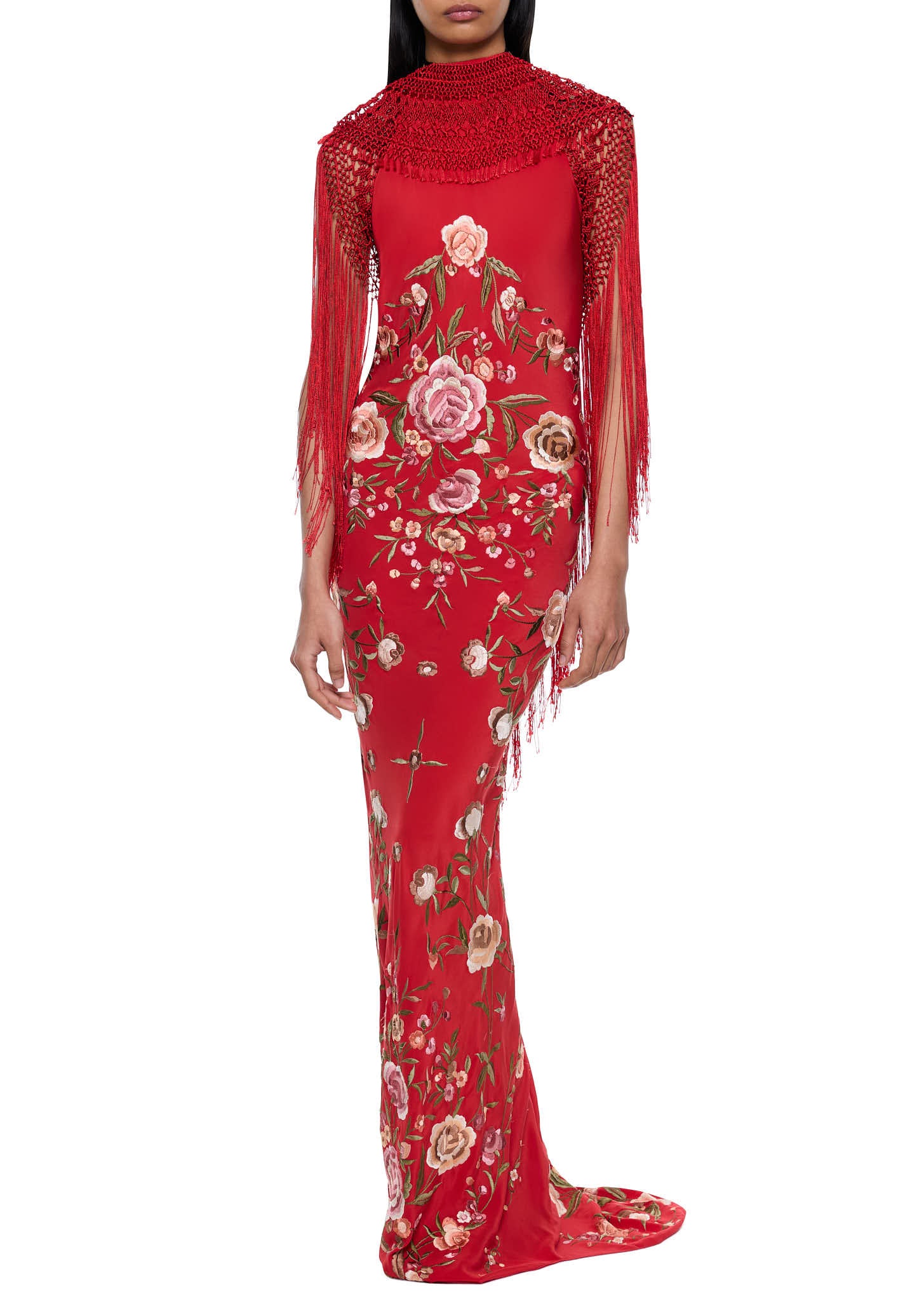 Red Demi Couture Piano Shawl Gown - Image 2