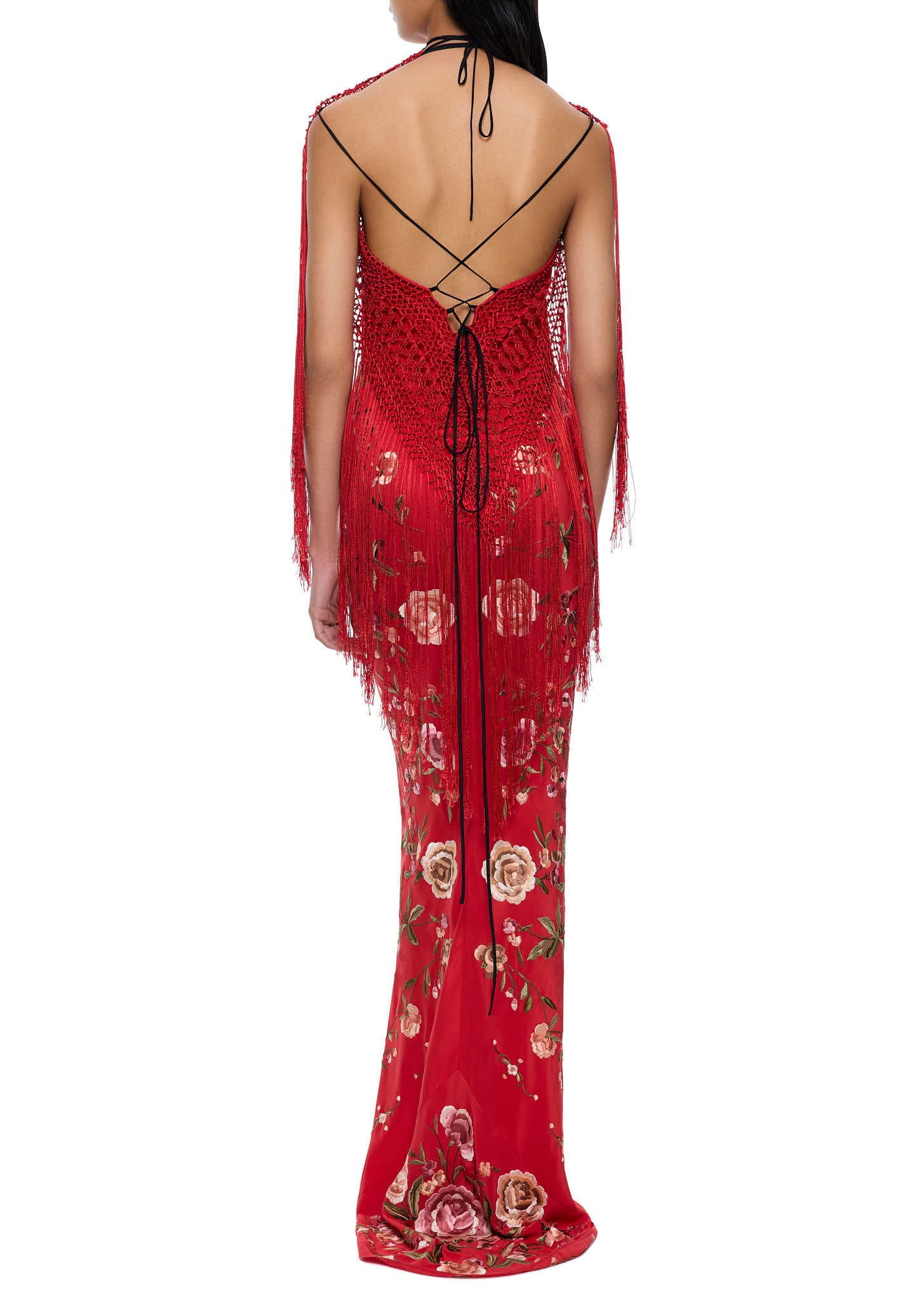 Red Demi Couture Piano Shawl Gown - Image 4